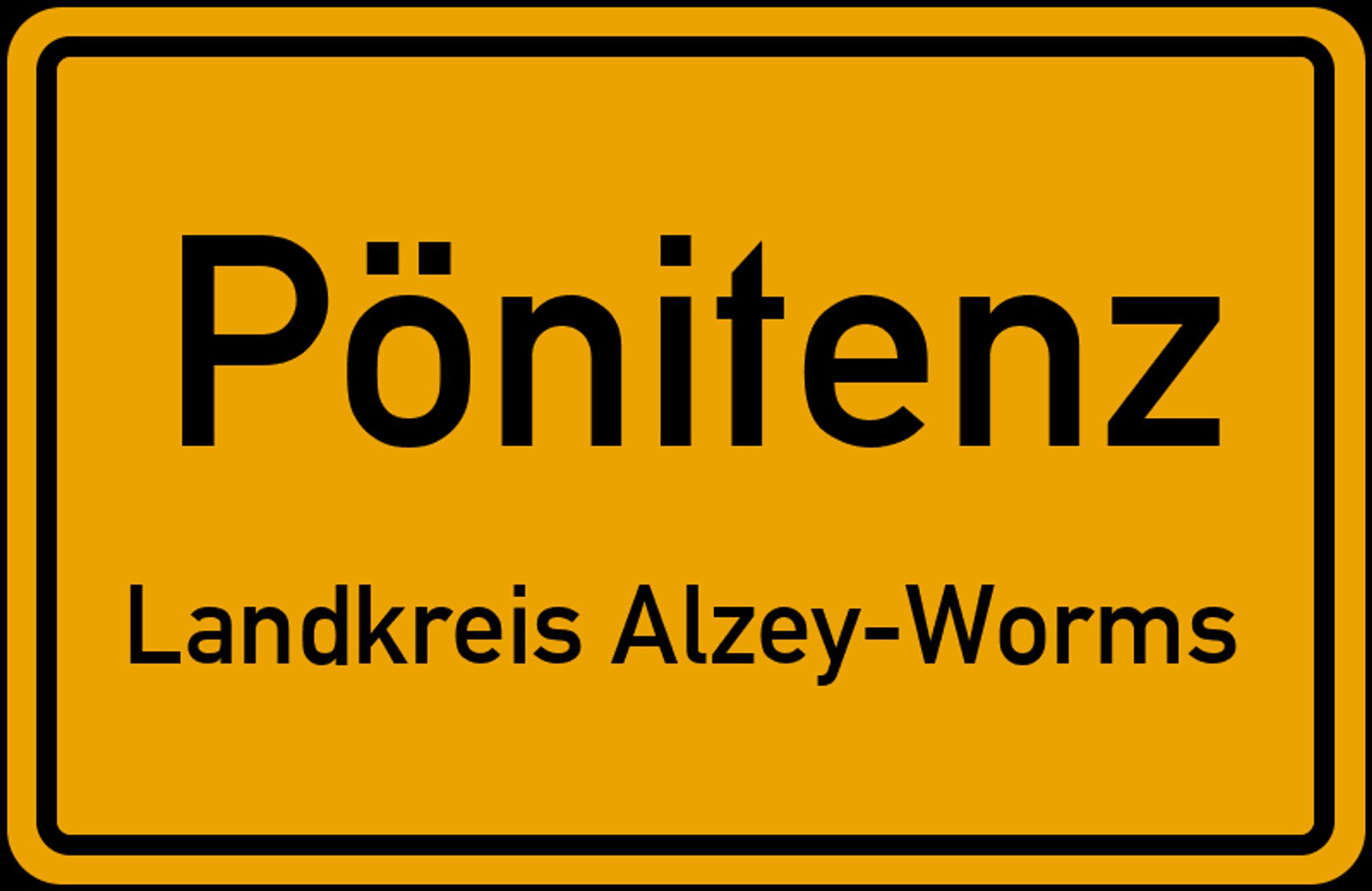 Ortsschild »Pönitenz – Landkreis Alzey-Worms«