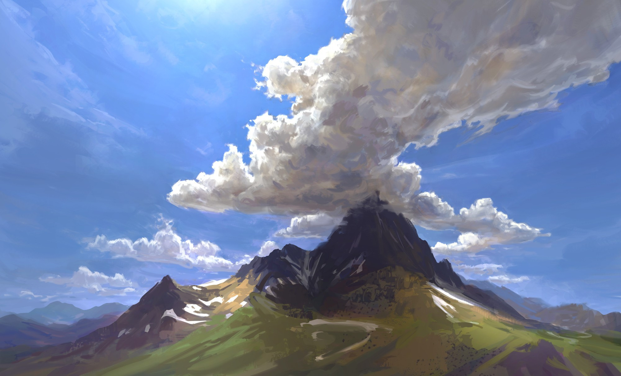 Back lit clouds! A digital painting of a photograph a friend of mine took in colorado