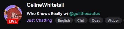 A snippet of a Twitch screen. The stream title reads "Who Knows Really w/ @gullthecactus."