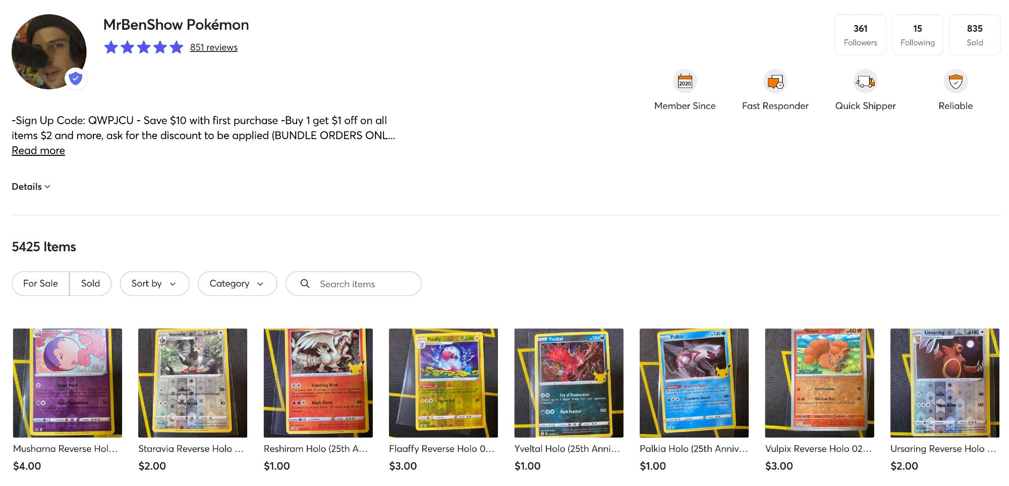 New cards on my #Mercari #Pokemon store, - MrBenShow Pokémon - GO CHECK IT OUT!!
https://www.mercari.com/u/422681658/
Mercari Sign Up Code: QWPJCU - Save $10 with first purchase

#PokemonCards #PokemonCardsForSale #CardsForSale #PokemonTradingCardGame #PokemonTCG #PokemonCommunity #PokemonGo #PokemonScarletViolet #PokemonScarletAndViolet
#Selling #ForSale #Sales #Cards #TradingCardsForSale #Pokémon #PokemonSunAndMoon #ScarletAndViolet #SunAndMoon #XY #PokemonXY #WizardsOfTheCoast #Nintendo #WOTC #SecretRare #FullArt #PokemonScarlet #PokemonViolet #PokemonSun #PokemonMoon #PokemonGames #Games #Game #CardGame #CardGames #ParadoxRift #151 #Pokemon151