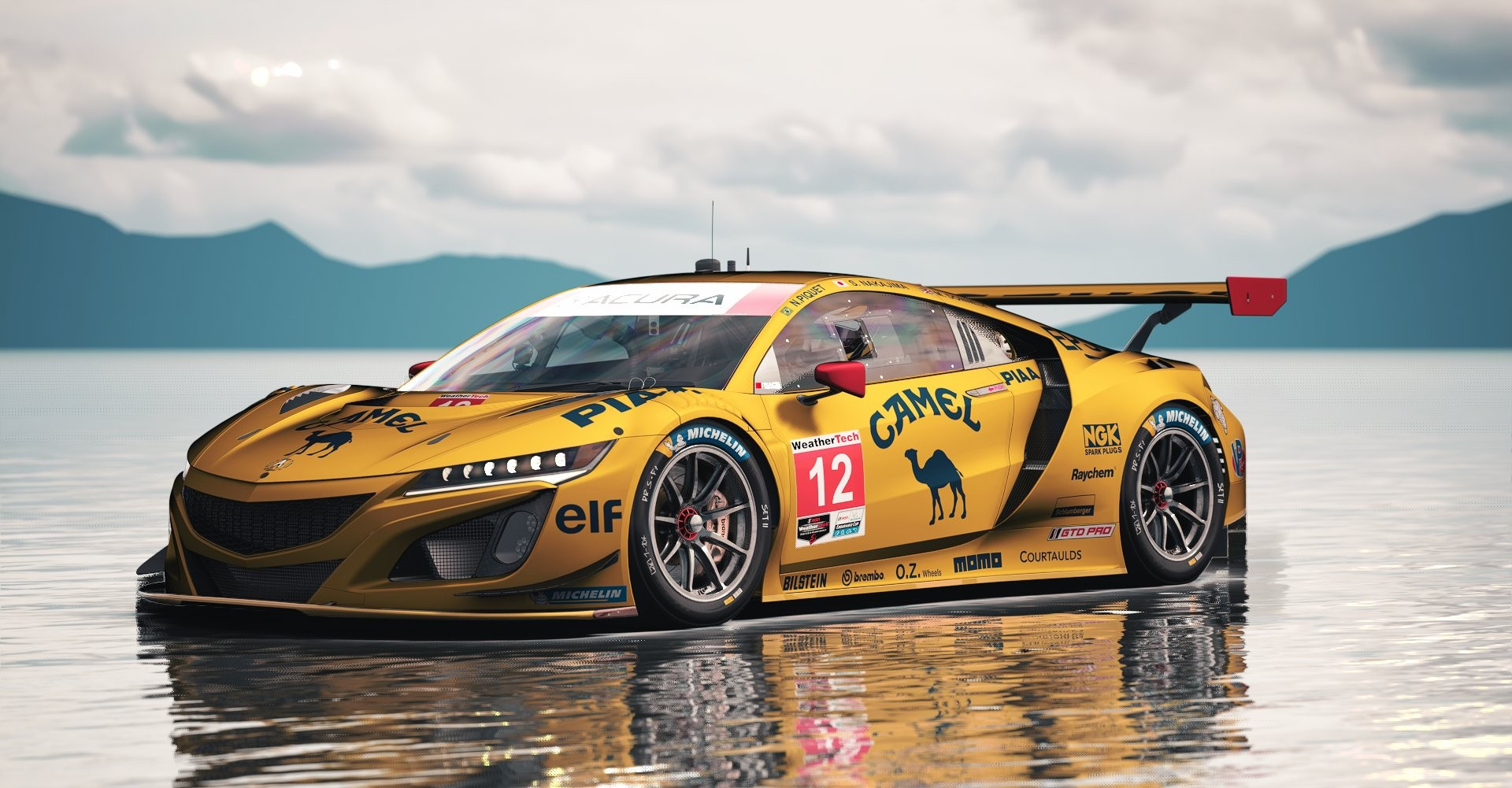 Camel Team Lotus 1980s inspired Livery on Honda NSX GT3 mod