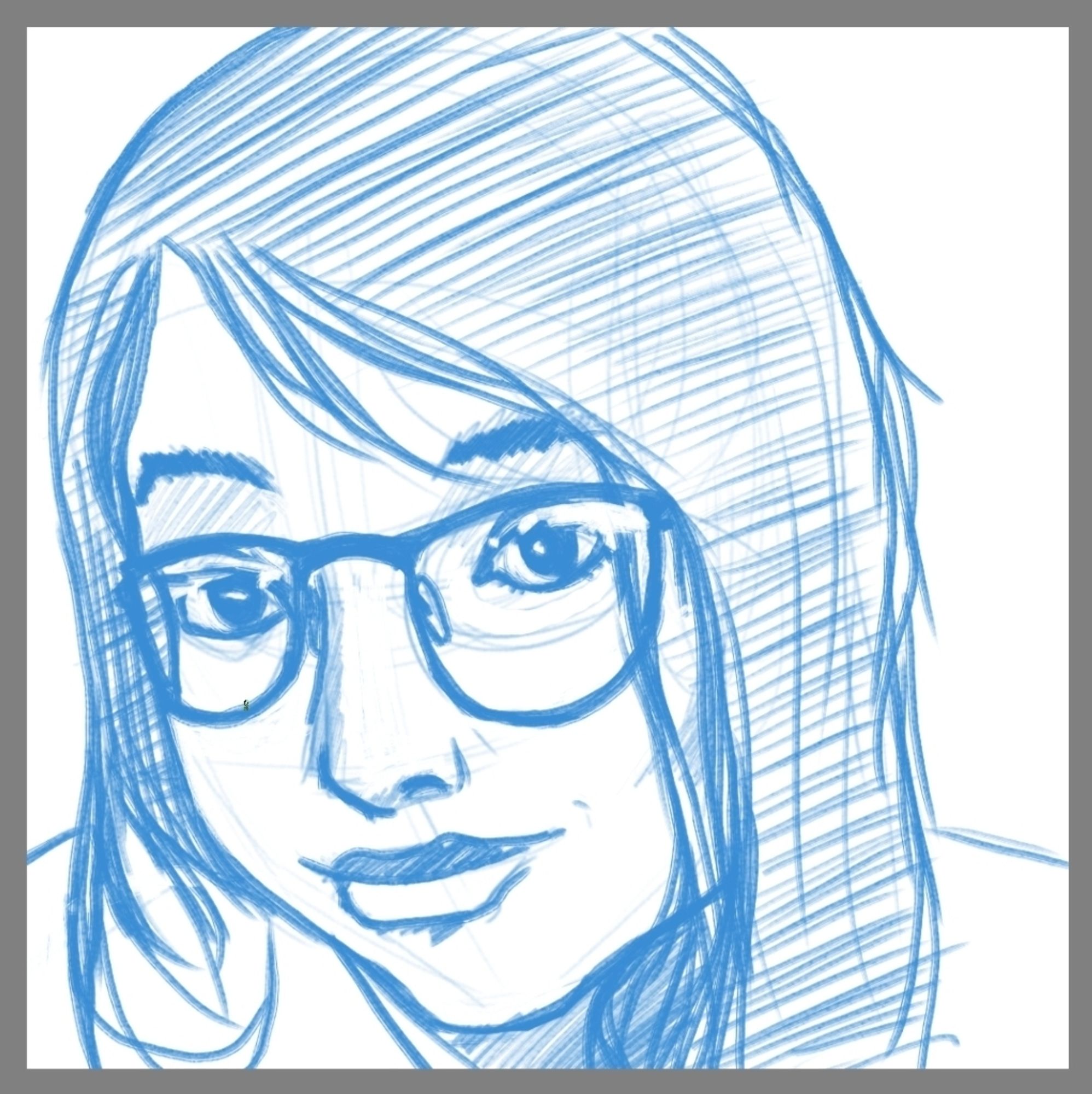 Sketch of a young lady with glasses