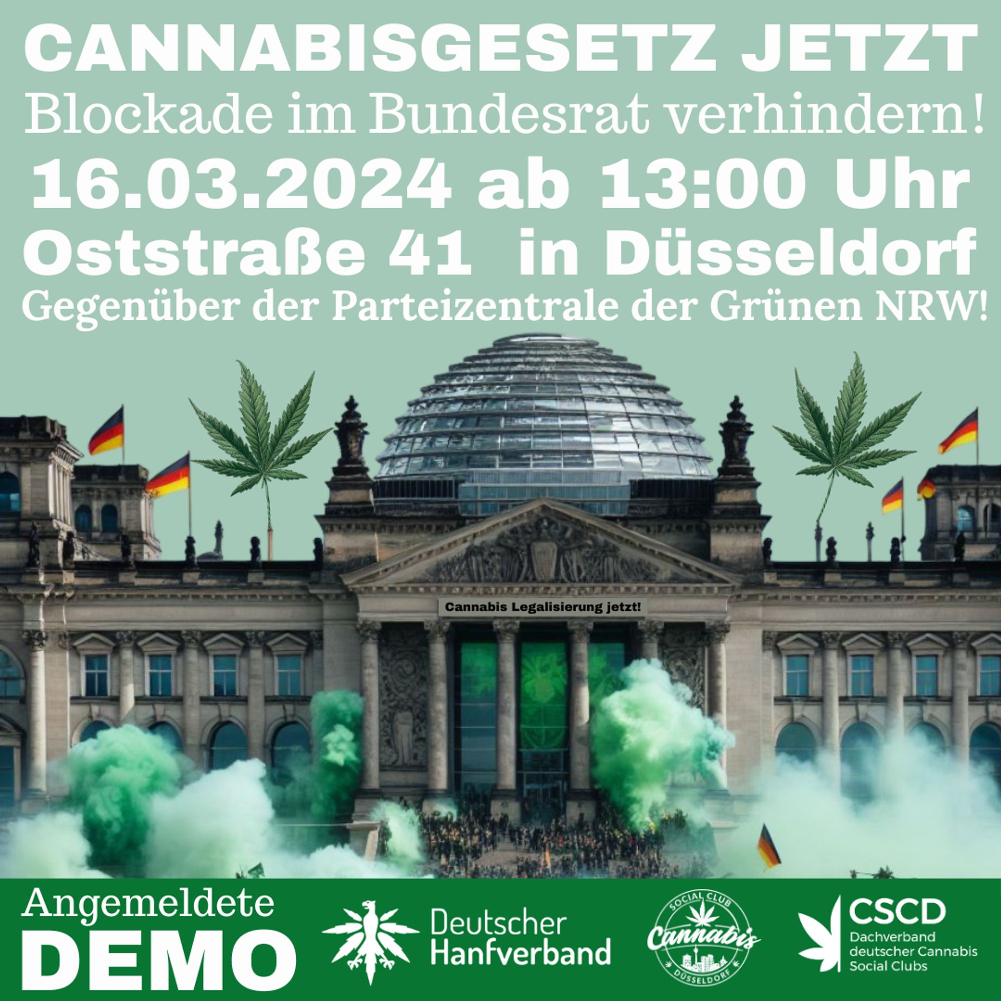 Kommt am 16. März ab 13 Uhr zur Demonstration vor die NRW-Landesgeschäftsstelle von Bündnis 90/Die Grünen in der Oststraße 41 in Düsseldorf (fußläufig vom Düsseldorf HBF). Bunt, laut, gemeinsam, vielfältig, kreativ und wütend wollen wir den Grünen in NRW zeigen, was wir von ihrer Blockade halten!