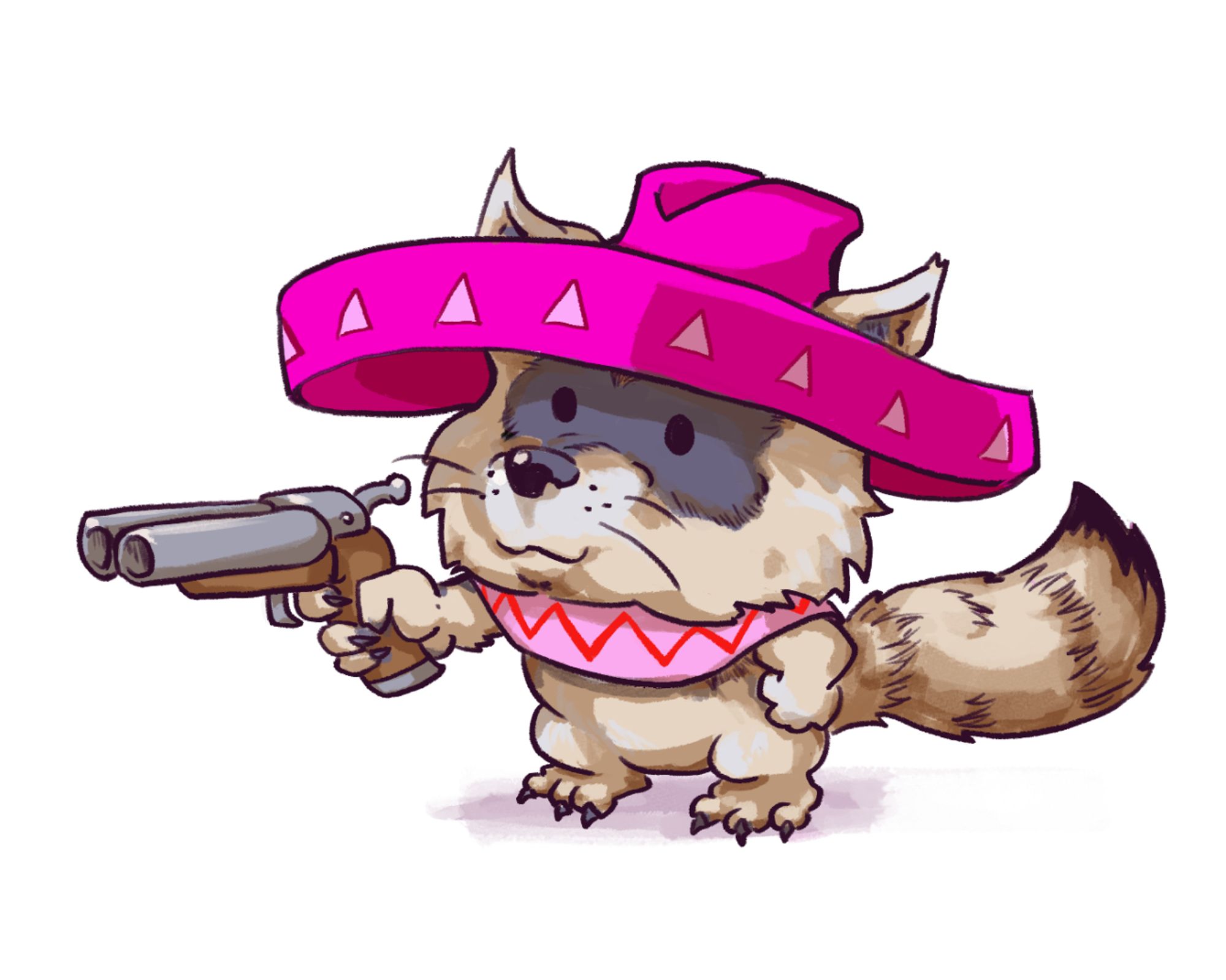 Raccoon cosplaying Cormano from Sunset Riders