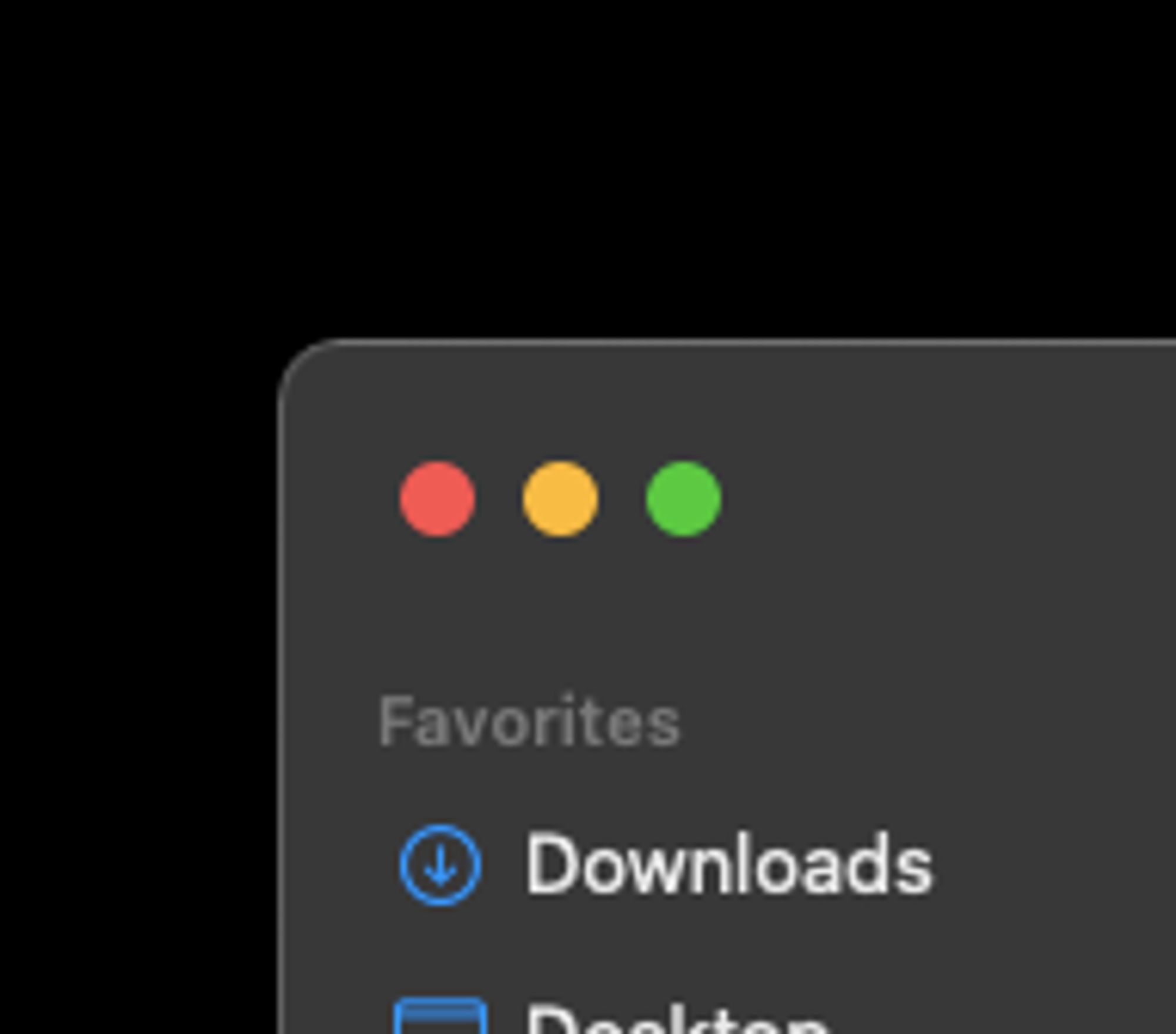 The MacOS window buttons: red, yellow, green