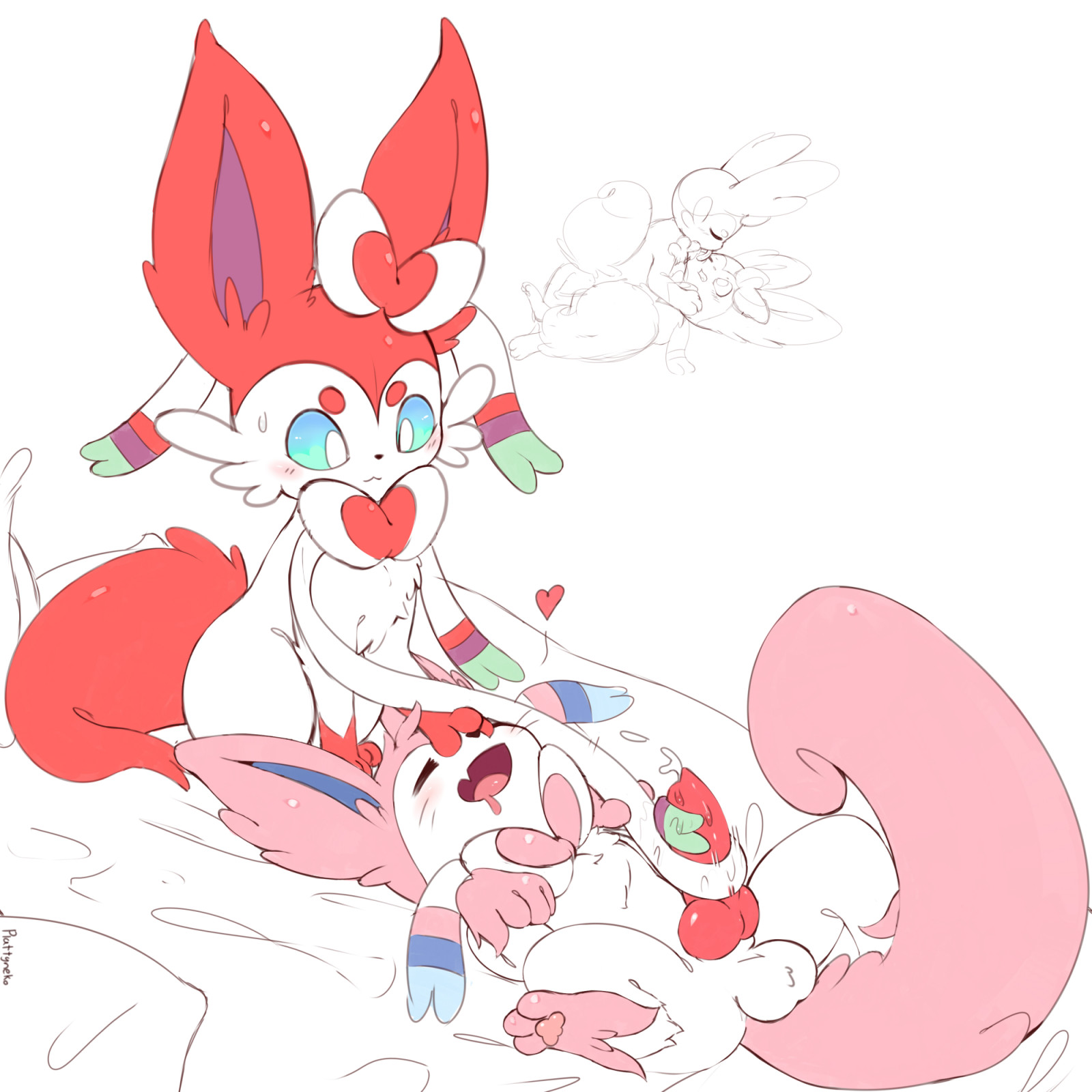  sylveon putting paw on another sylveon's face