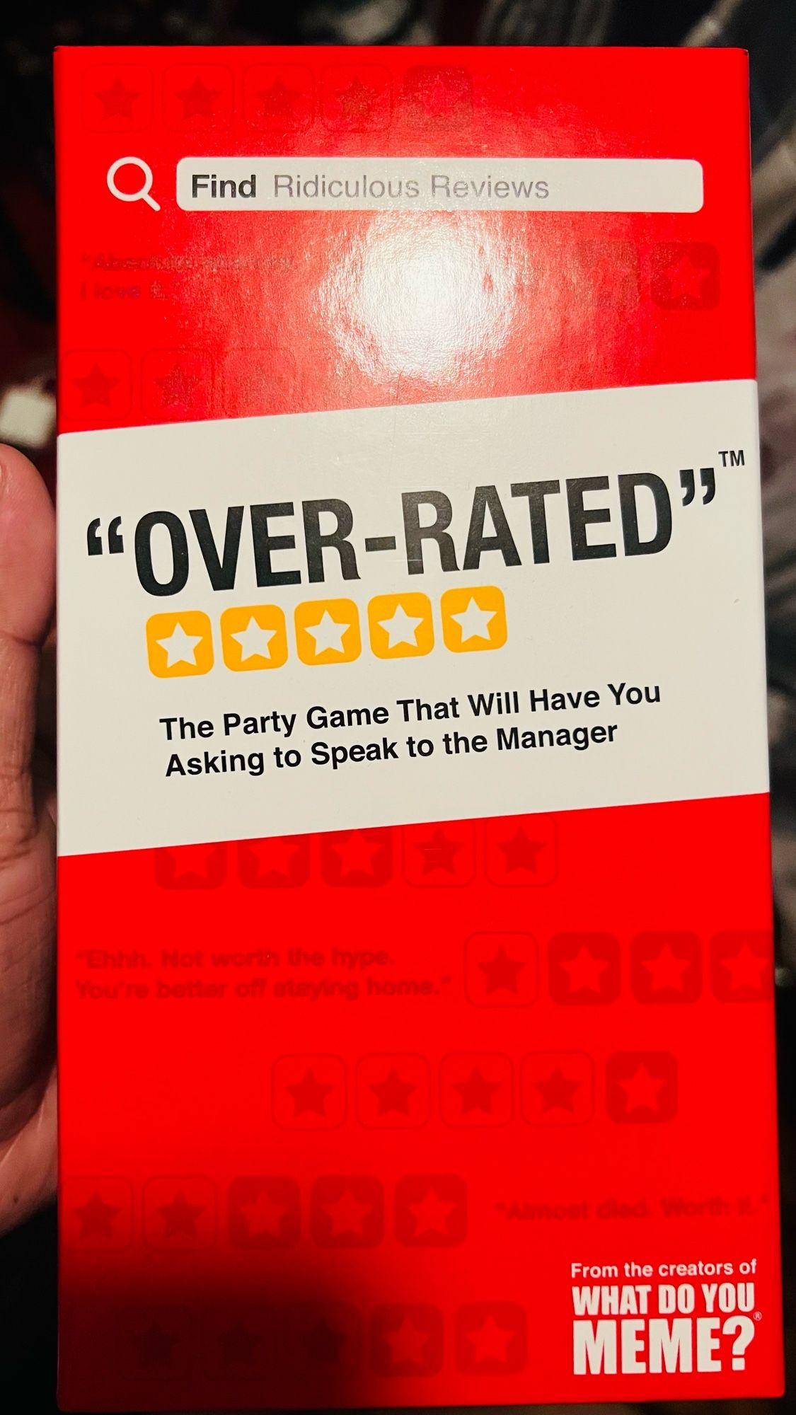 the game: “Overrated” the party game that will have you asking to speak to the manager