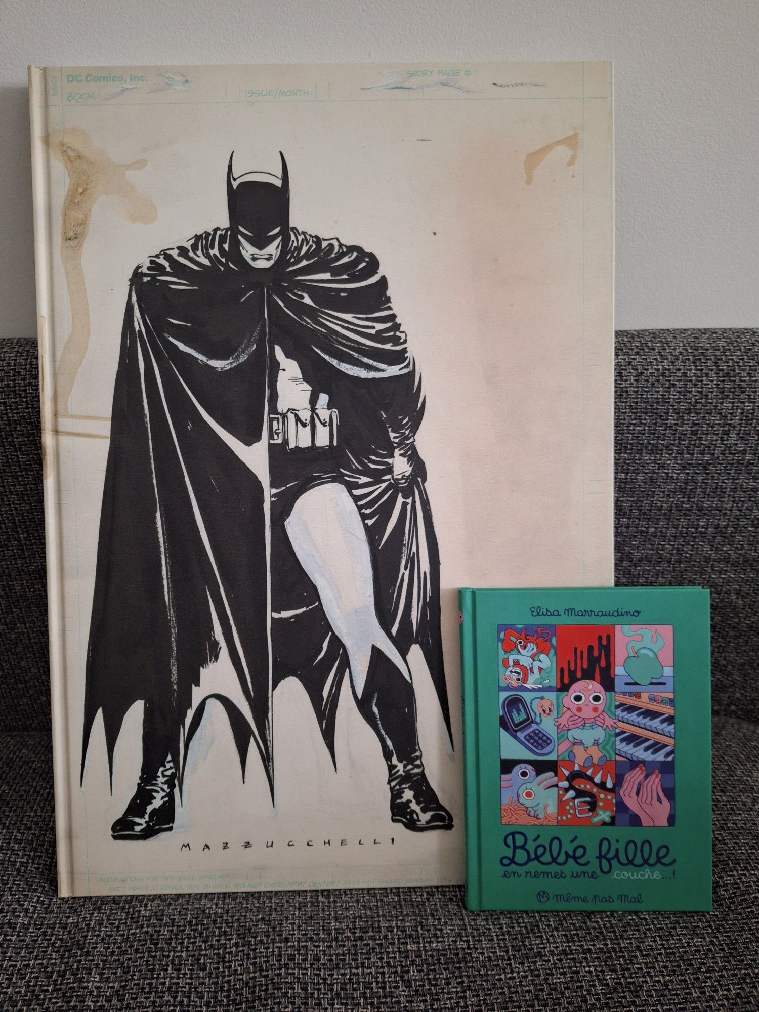 Photo du tome 2 de Bébé Fille, d'Elisa Marraudino et de l'Artist Edition de Batman Year One.