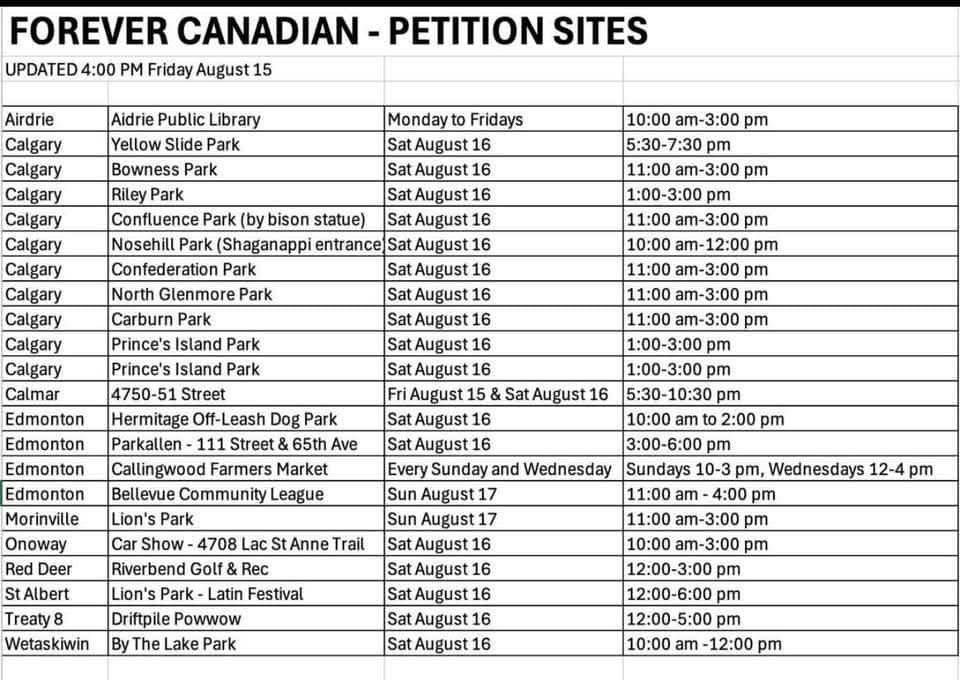 Other signing locations for Saturday.