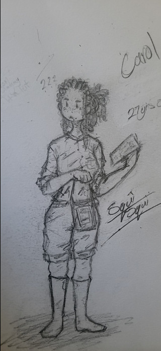 Carol, she's my House Flipper OC, I guess? Idk but I drew her while playing a shit ton of House Flipper and I think she's cute. Don't mind the hands, still working on it :)