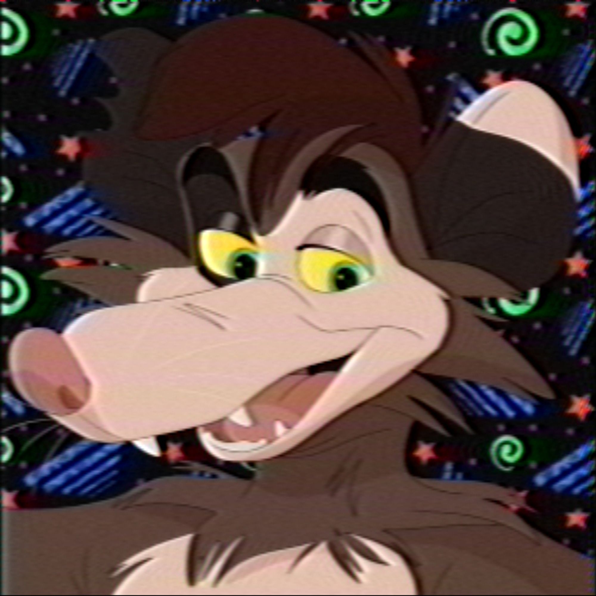 An icon featuring an opossum. The picture has the look of a vintage, retro, 80s, 90s VHS screenshot from a cartoon or anime in a Disney / Don Bluth style.