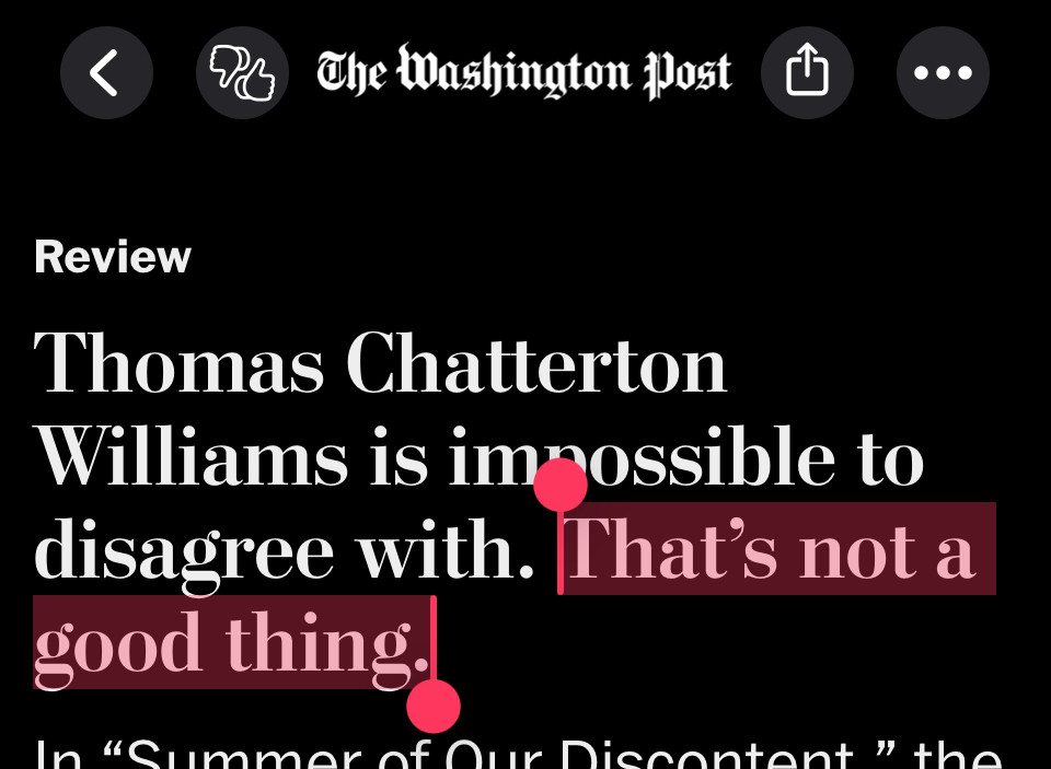 The Washington post
Review
Thomas Chatterton
Williams is imossible to disagree with. That's not a good thing