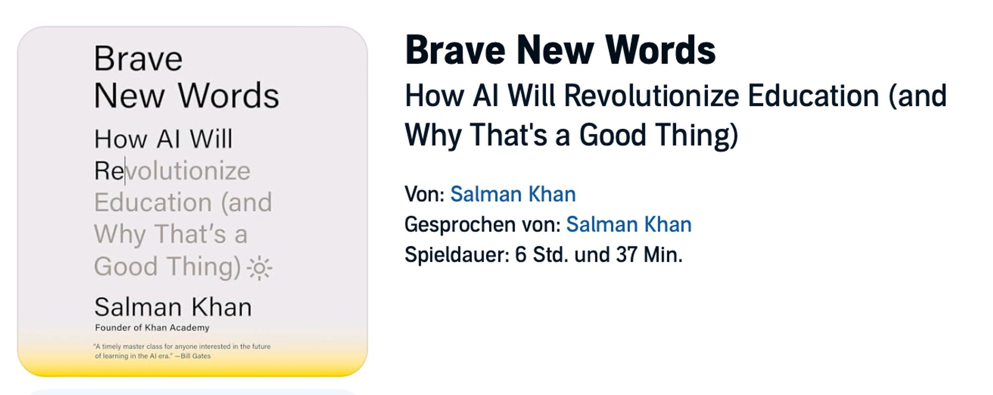 Screenshot of book cover Brave New Words by Salman Khan