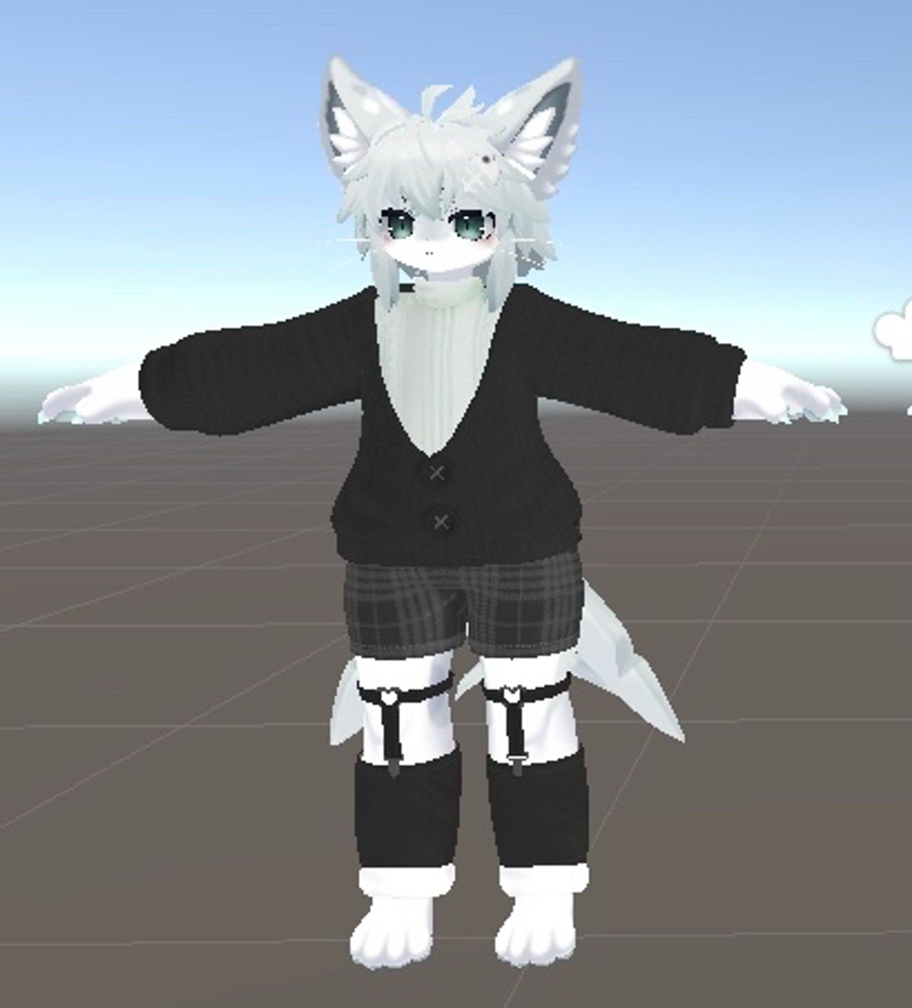 a photo of the chalo from the previous image, but now in the Unity Editor over a gray grid. The image is low quality, but shows a high-poly version of the model