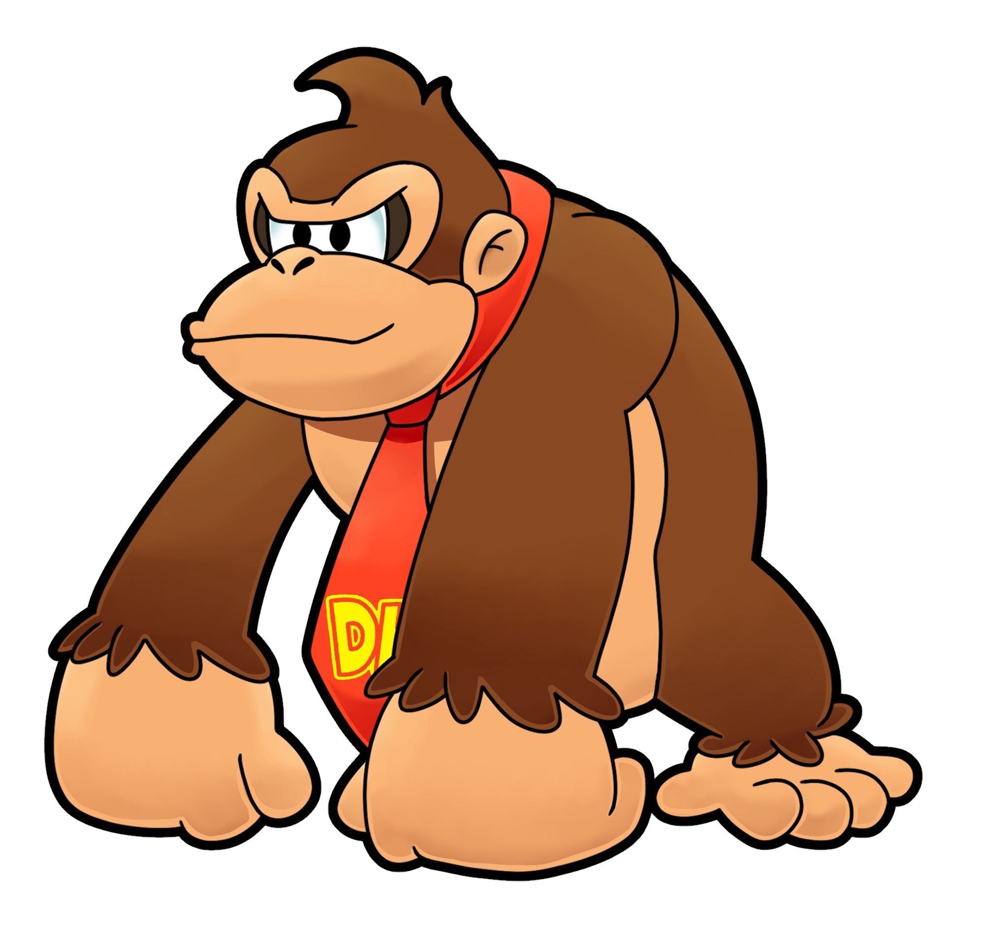 Donkey Kong in the style of Paper Mario the Thousand Year Door