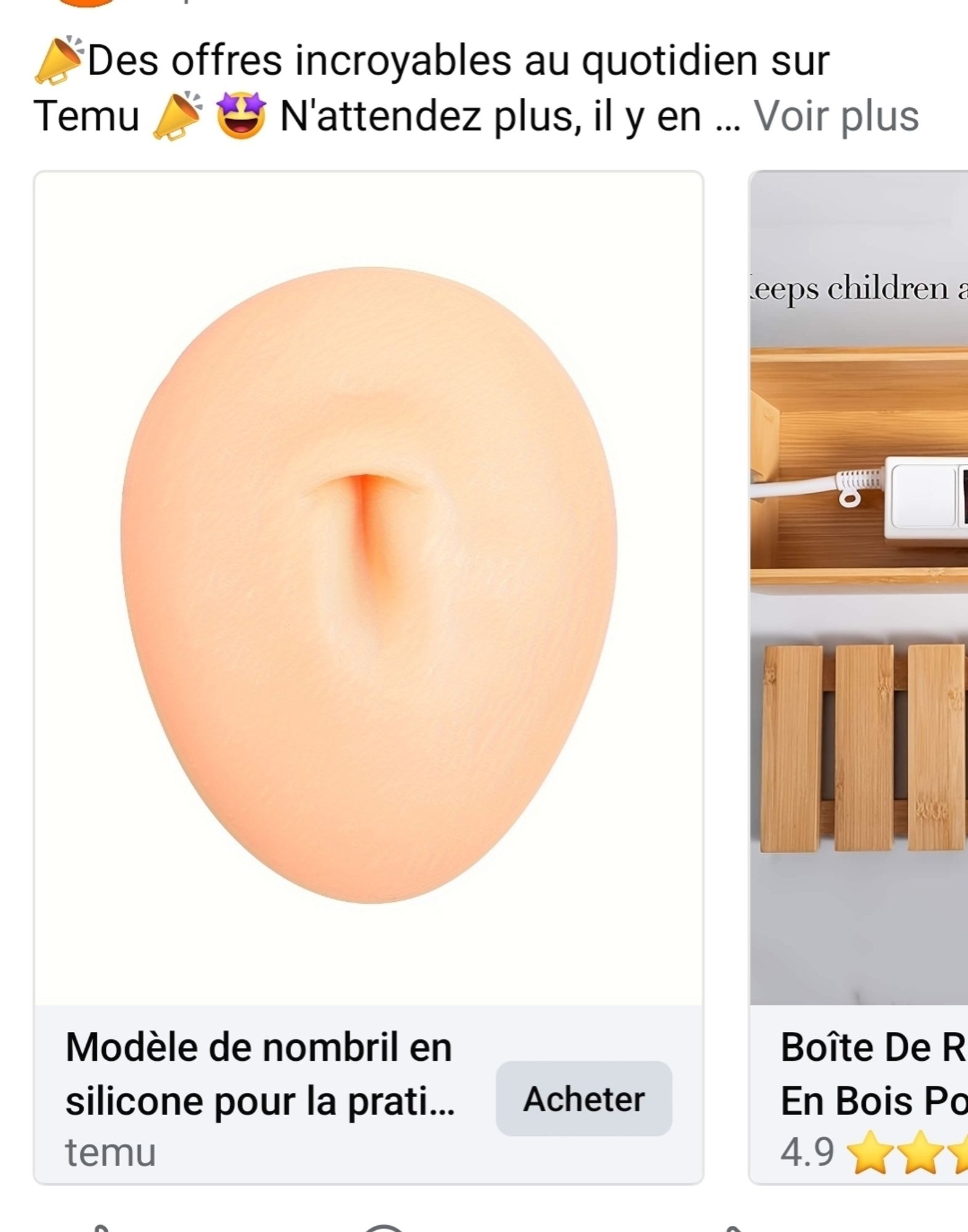 Pub temu pour un nombril en silicone