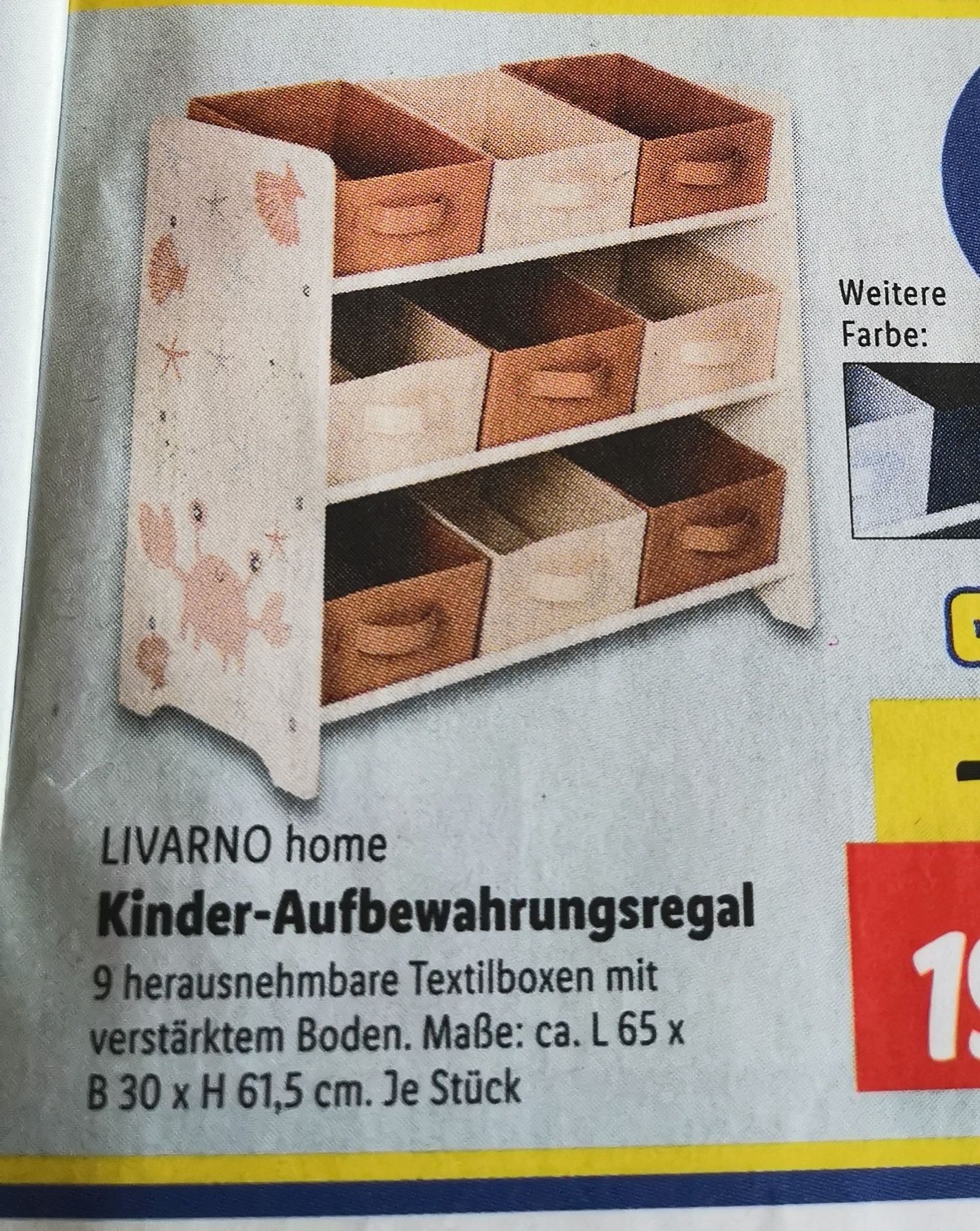 Schubladenregal mit der Beschreibung
Kinder-Aufbewahrungsregal