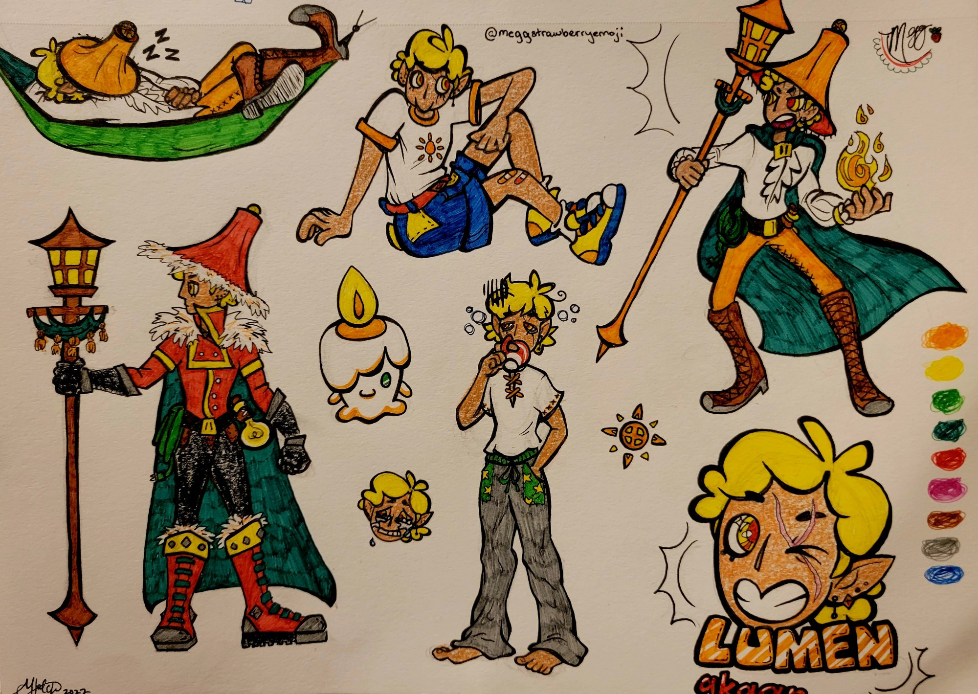 doodles of Lumen in various poses