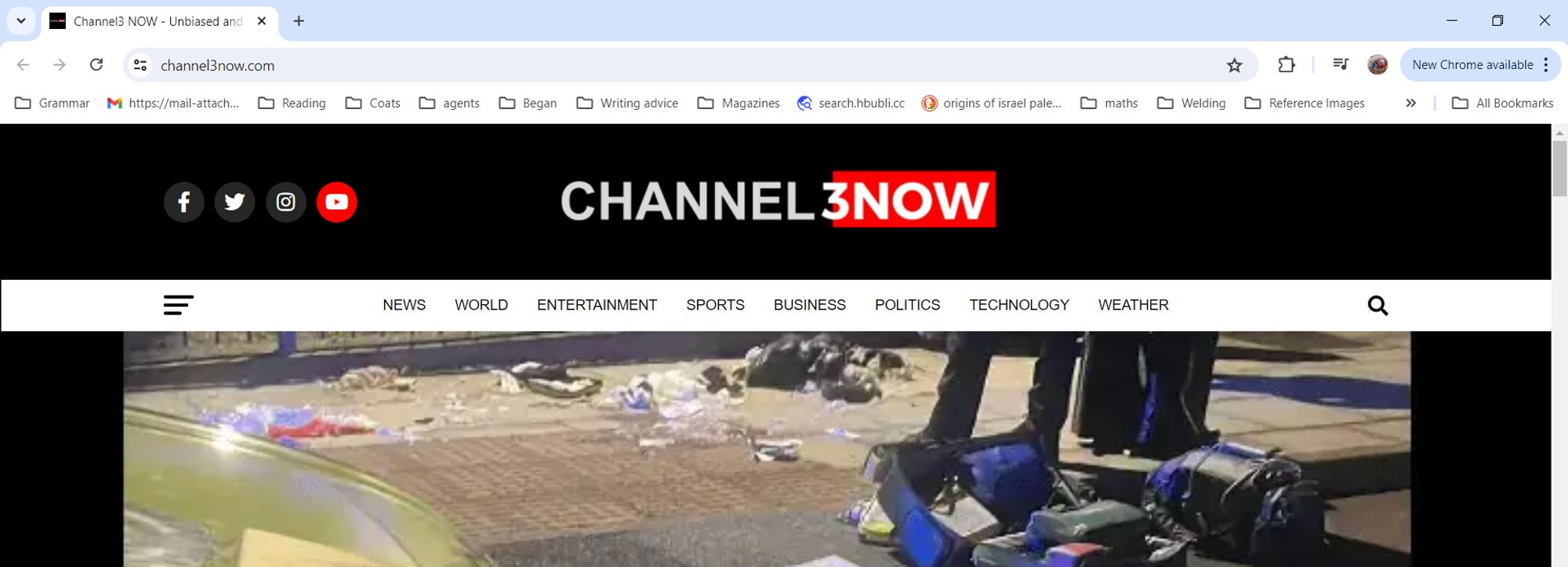 The main page of channel3now, cut-off before the unverified headline.