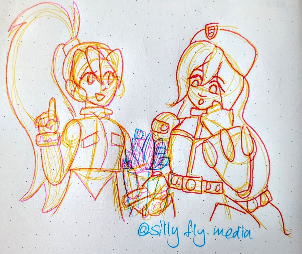 Ciel from Megaman Zero showing Iris from Megaman X her latest project, the CIEL system (a digitized pink flower). Iris looks at it in awe.