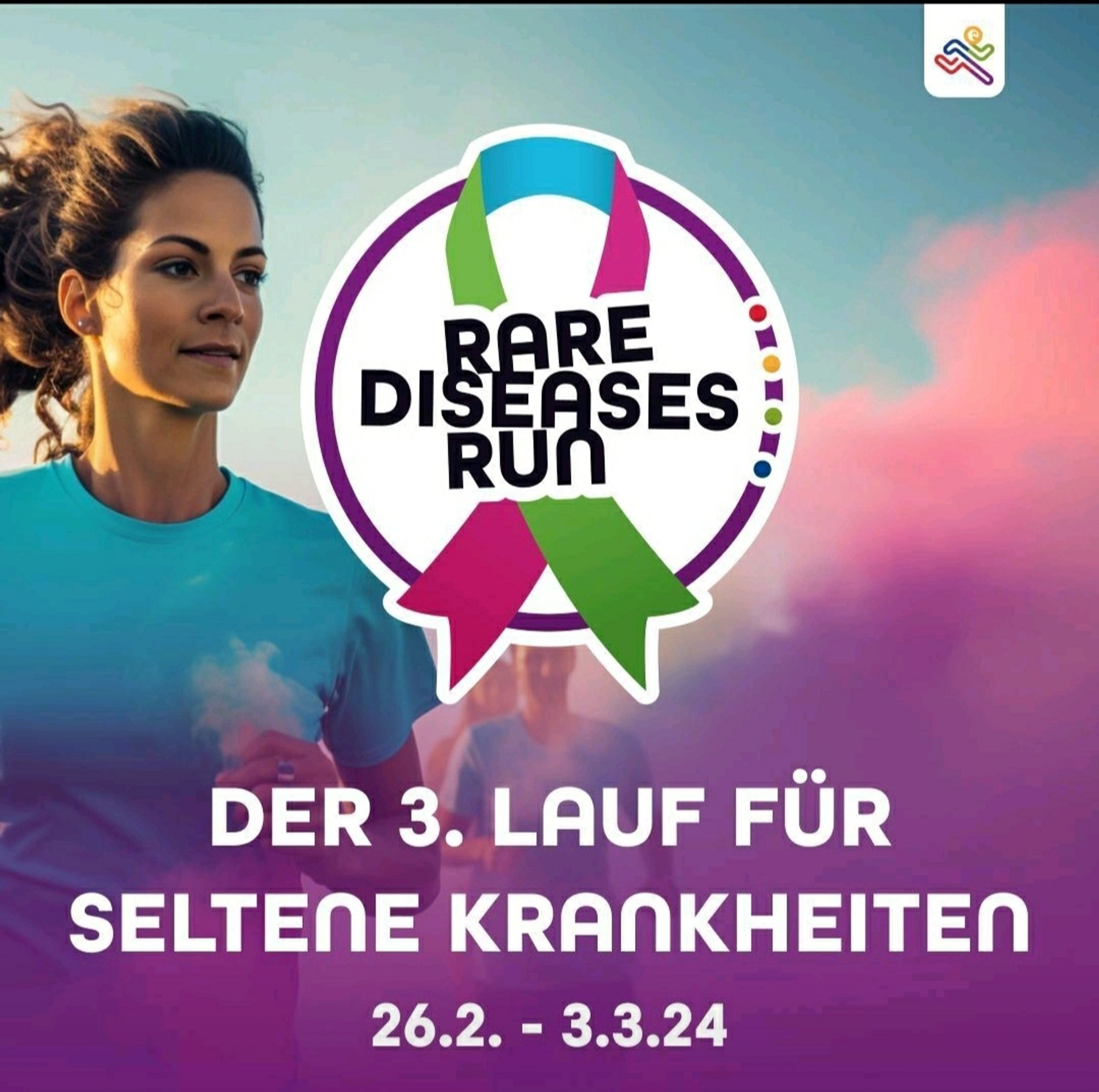 Logo des RareDiseasesRun 
Der Lauf für Seltene Krankheiten 
26.02 bis 03.03.2024