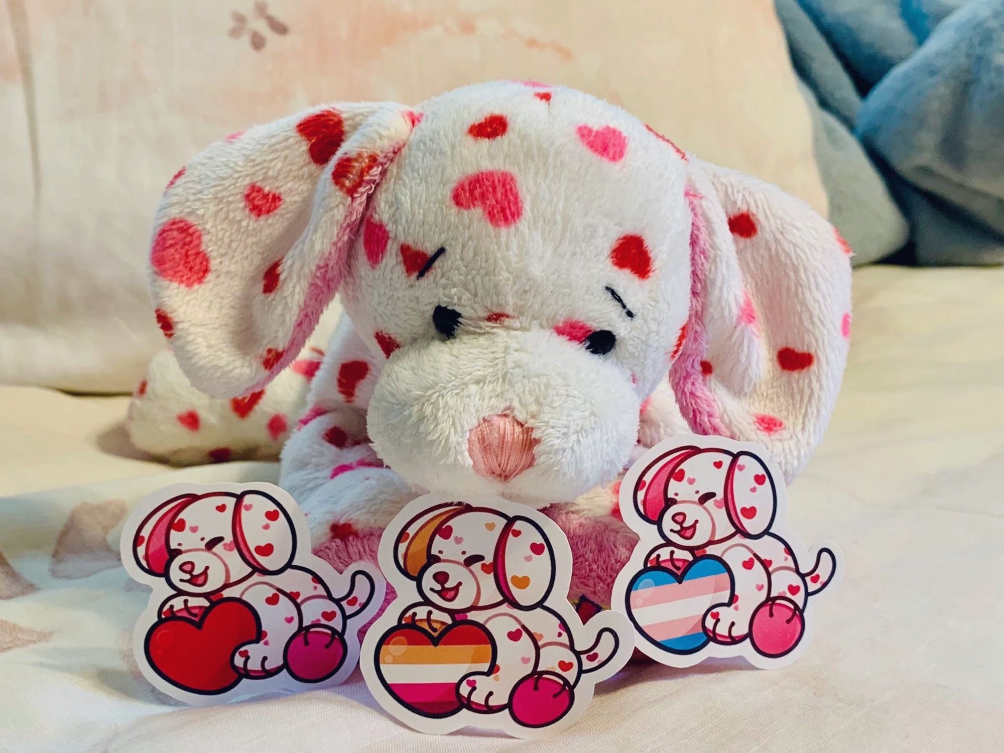 A Webkinz plush and stickers made to match it.