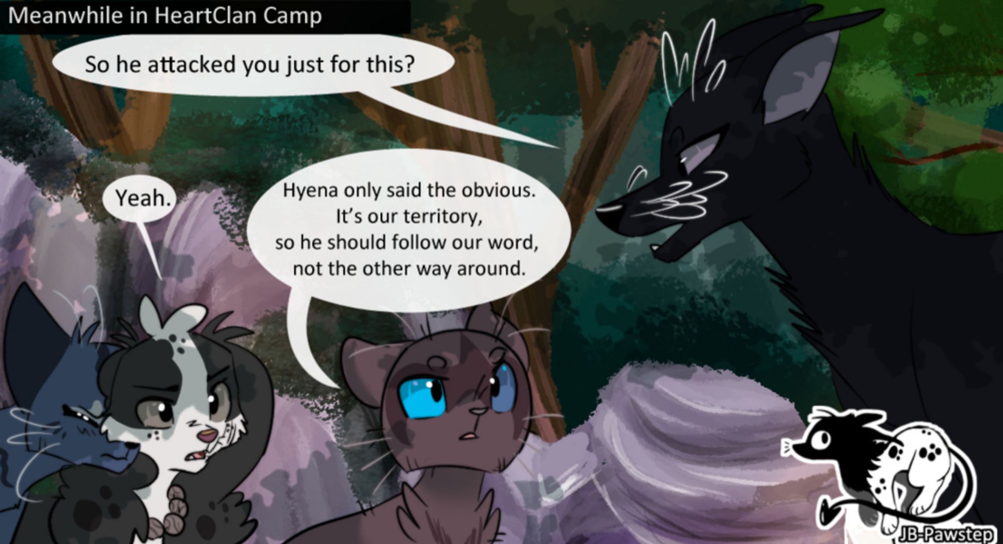 I will be gone from tuesday-sunday. Means no comic updates on these days. Time to catch up 8D  You can read all of HeartClan Chronicles on my dA and comicfury. Links in my carrd!  #warriorcats #warriorcatsocs #warriorcatscomic #dogcomic #catcomic #furryart #furrycomic #furryartist #originalcharacters 