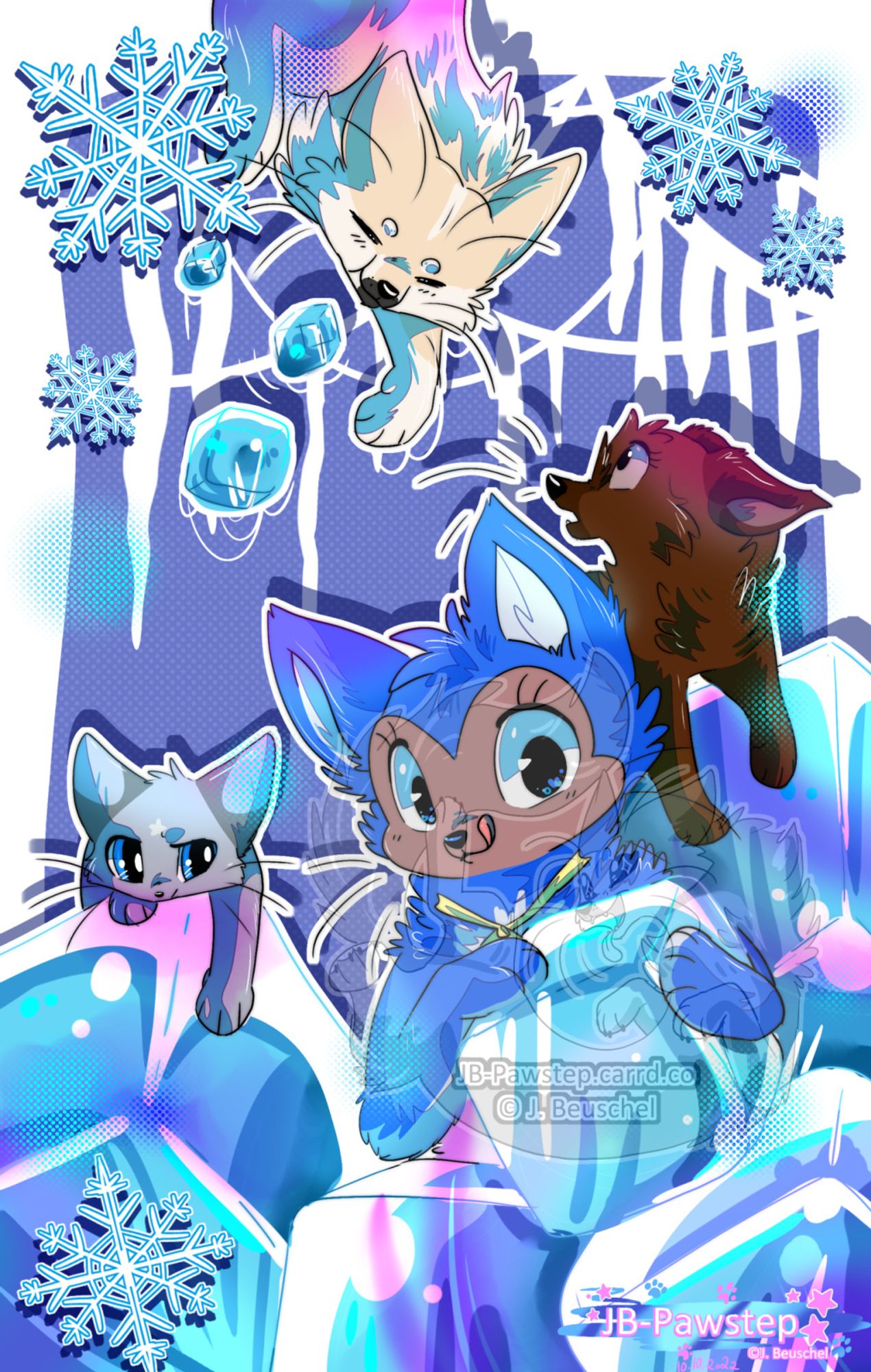 Something icey for it will be a very hot day over here today 8,D      #furryart #feralart #furryartist #dogcharacters #dogocs #catocs #cartoondogs #cartooncats   Don't mind the tags, they're for bluesky