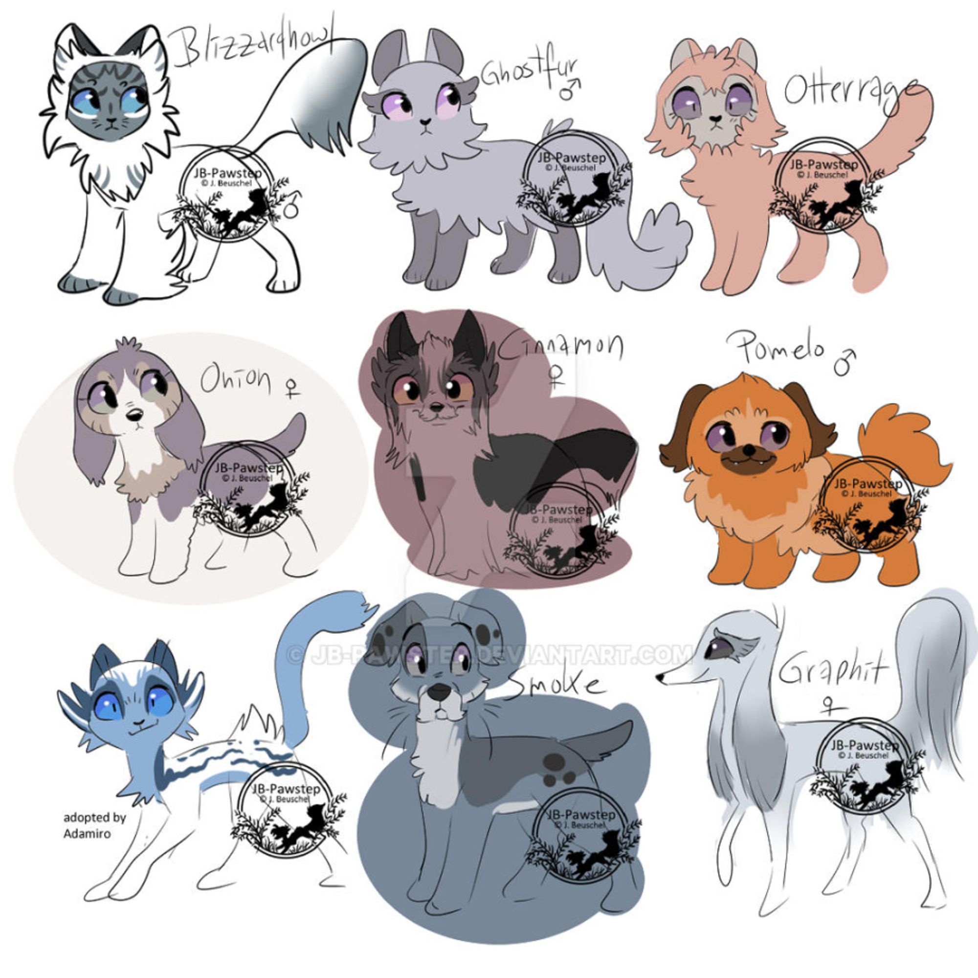 New characters I created last week! They're all supposed to appear in HeartClan Chronicles. Some in Part3 "Secret Runes".  Who's your fav of them? Otterrage is my new #1 baby      #warriorcats #warriors #dogs #cats #dogocs #catocs #catoc #furryart #furryartist #feralartist #feralocs #furrycomic #dogoc