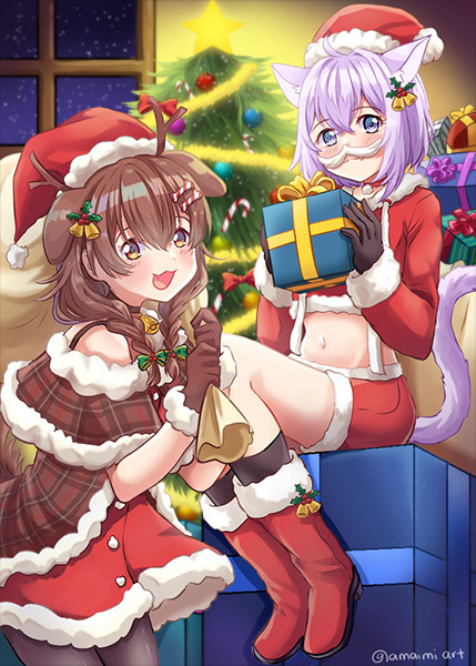 Merry Christmas Hololive Okayu Nekomata Korone Inugami Okakoro Vtuber couple
Holoctober Dog ears girl cat ear girl anime girl
Okakoro