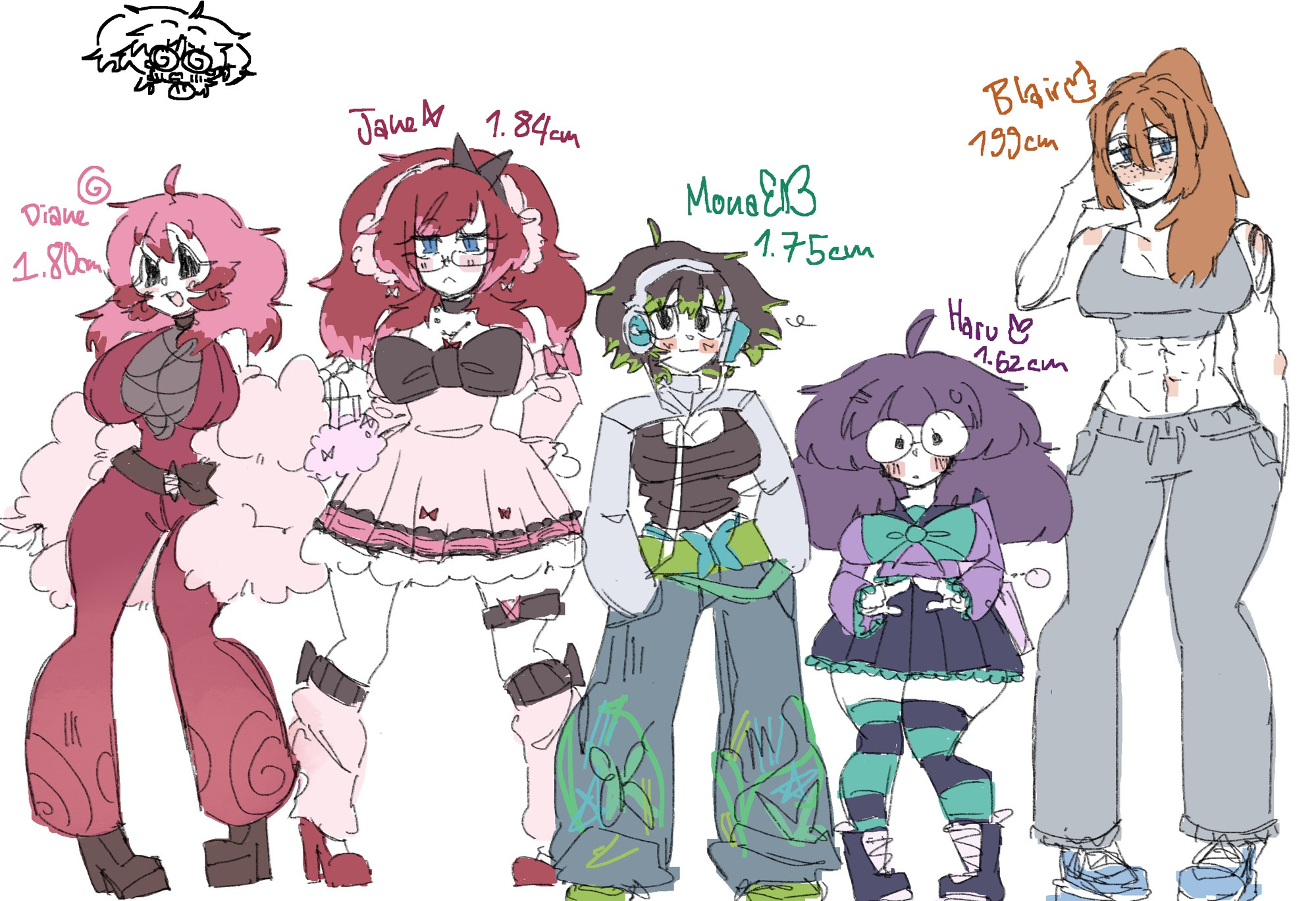 My five main OCs! I love drawing cute girls hihi