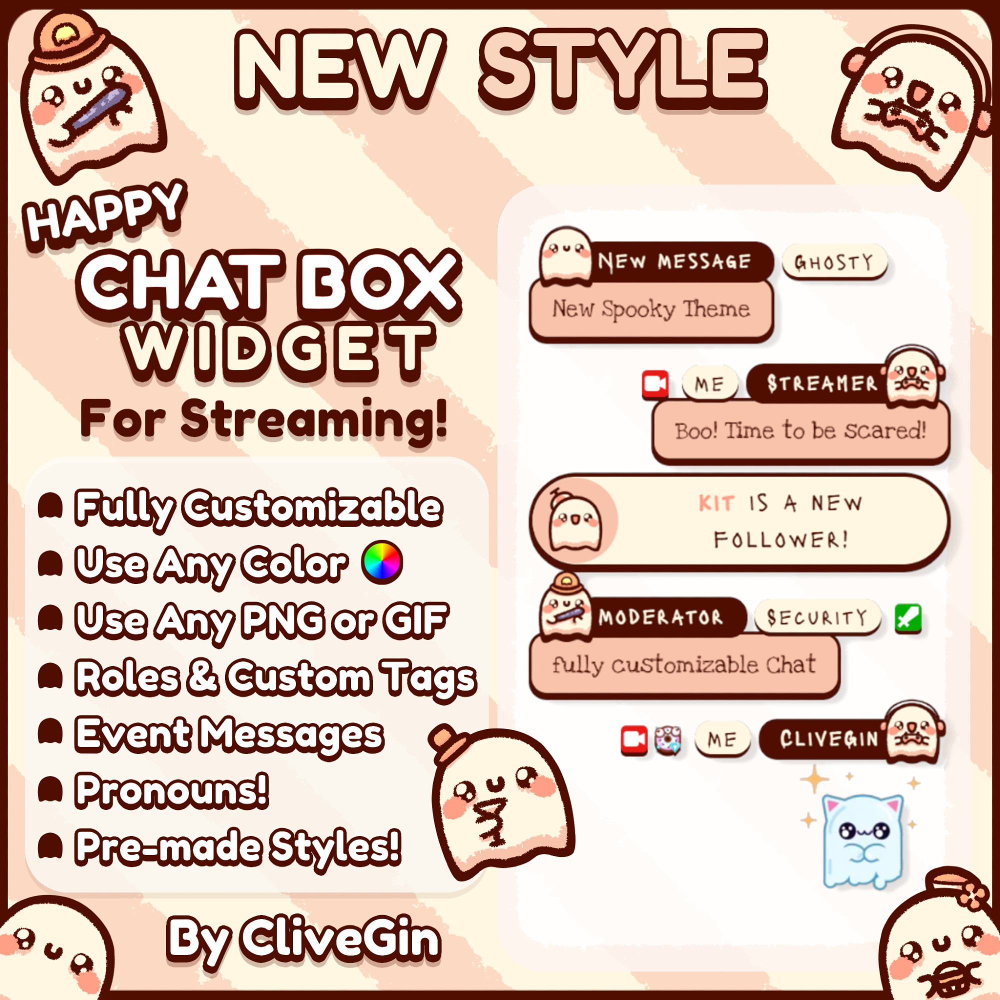 Chat box widget for Twitch Streamers, fully customizable Chat Widget for streaming, cute chat asset for vtubers