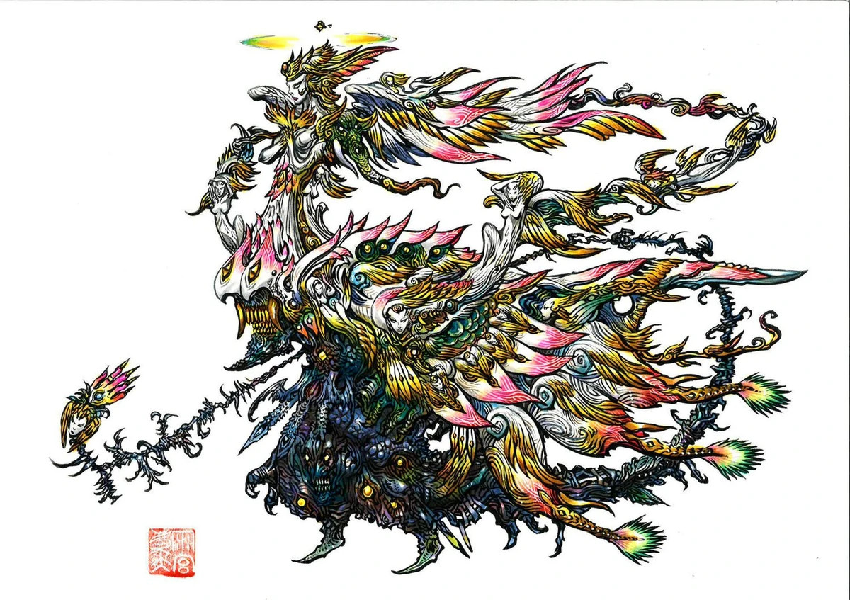 Concept art of Ultima, the High Seraph, from Keita Amemiya