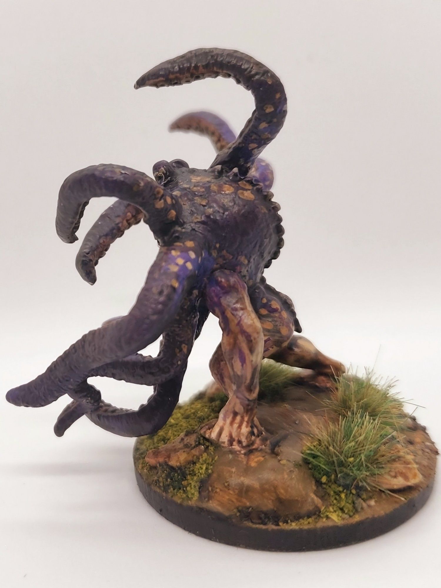 My own Squidhead Fred. A monster with a humanoid body and an octopoid for a head. I painted mine in purple.