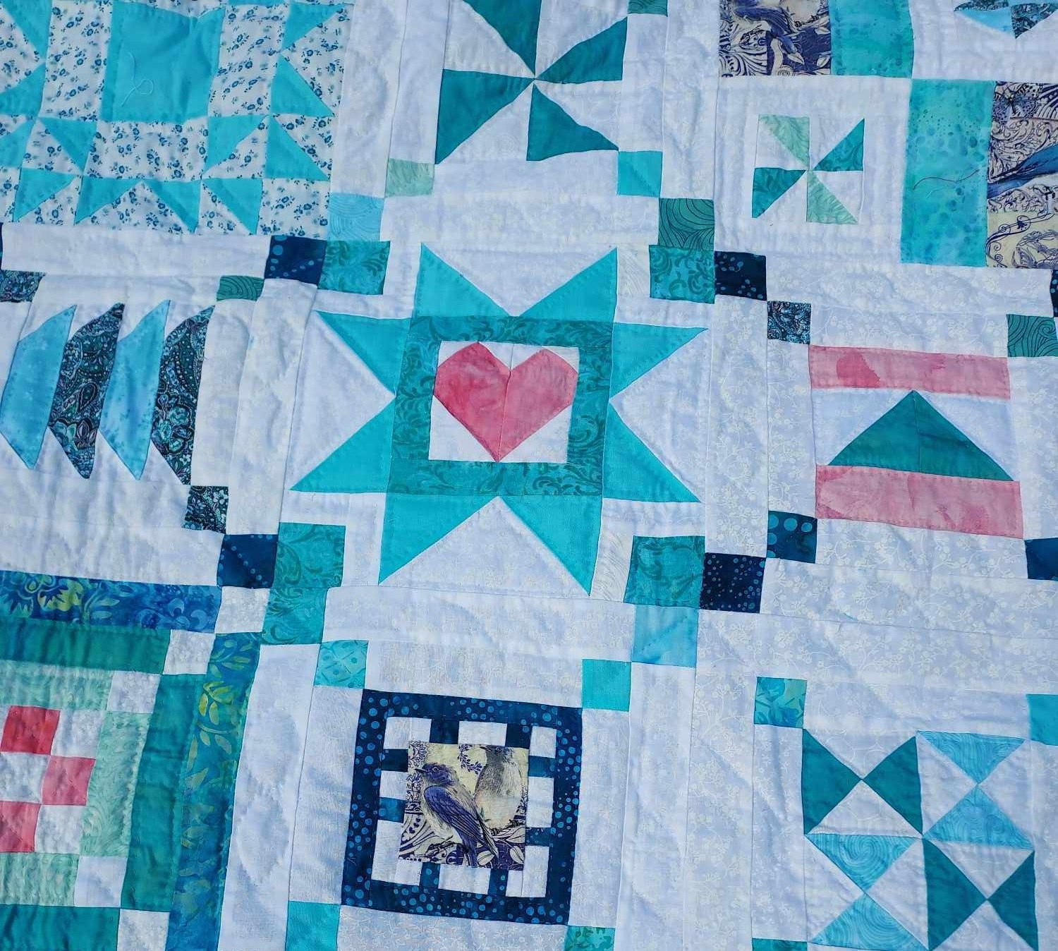 a close-up of the face of the quilt