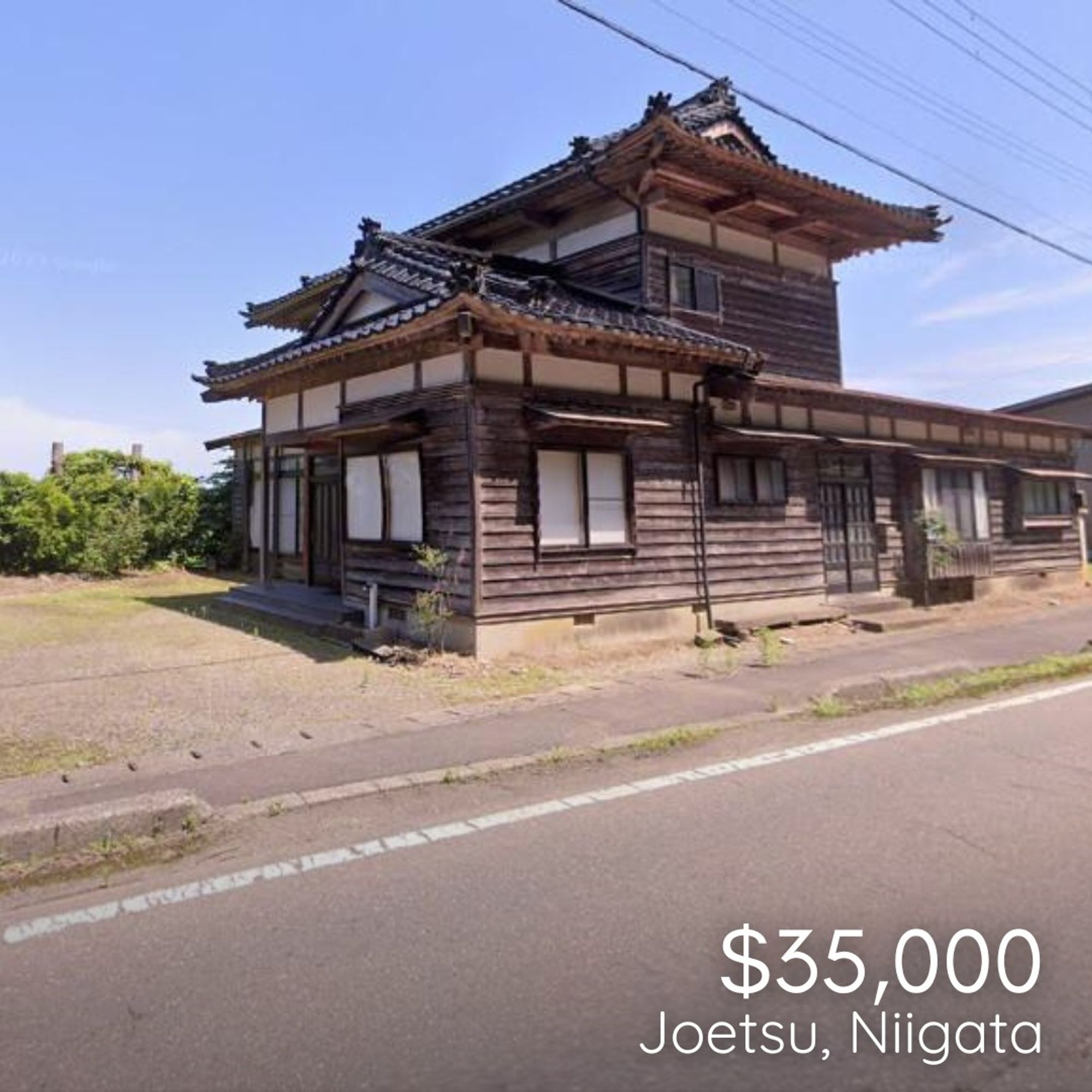 A house for sale in Joetsu, Niigata Prefecture, Japan, listed for $35K USD (or ¥4,975,460 JYN, give or take). This would be something I would consider a "dream house" if I could ever afford it.