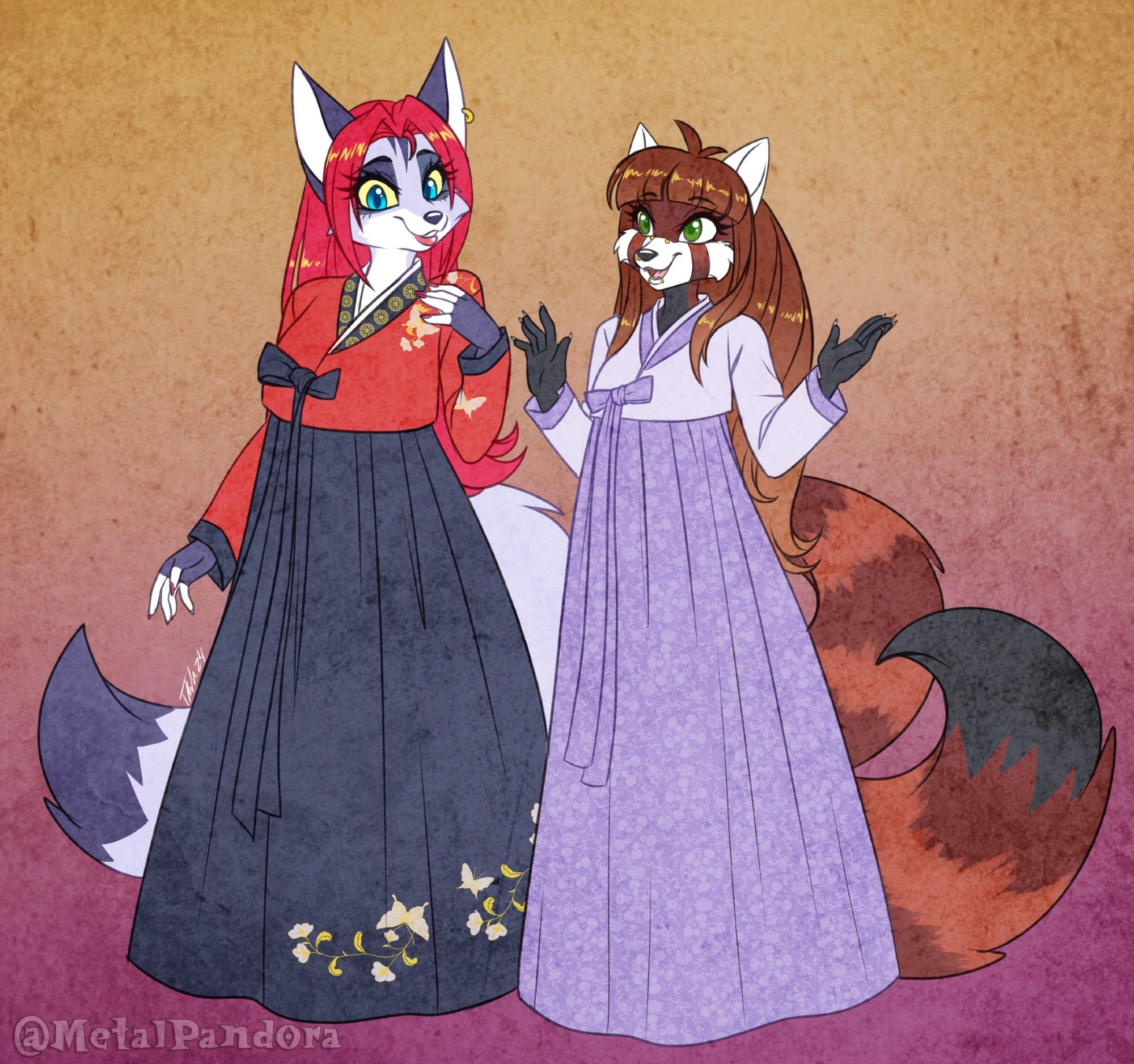 Choi Mi-Sun: a red panda of South Korean heritage. Here she and her friend, Raksha, are sporting traditional Korean hanboks attending a cherry blossom festival in her hometown (Busan, South Korea).


Artwork by MetalPandora