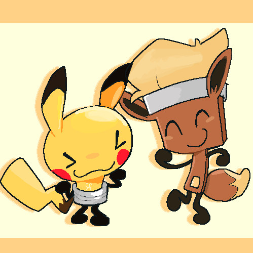 Pika bulb and eevee brush