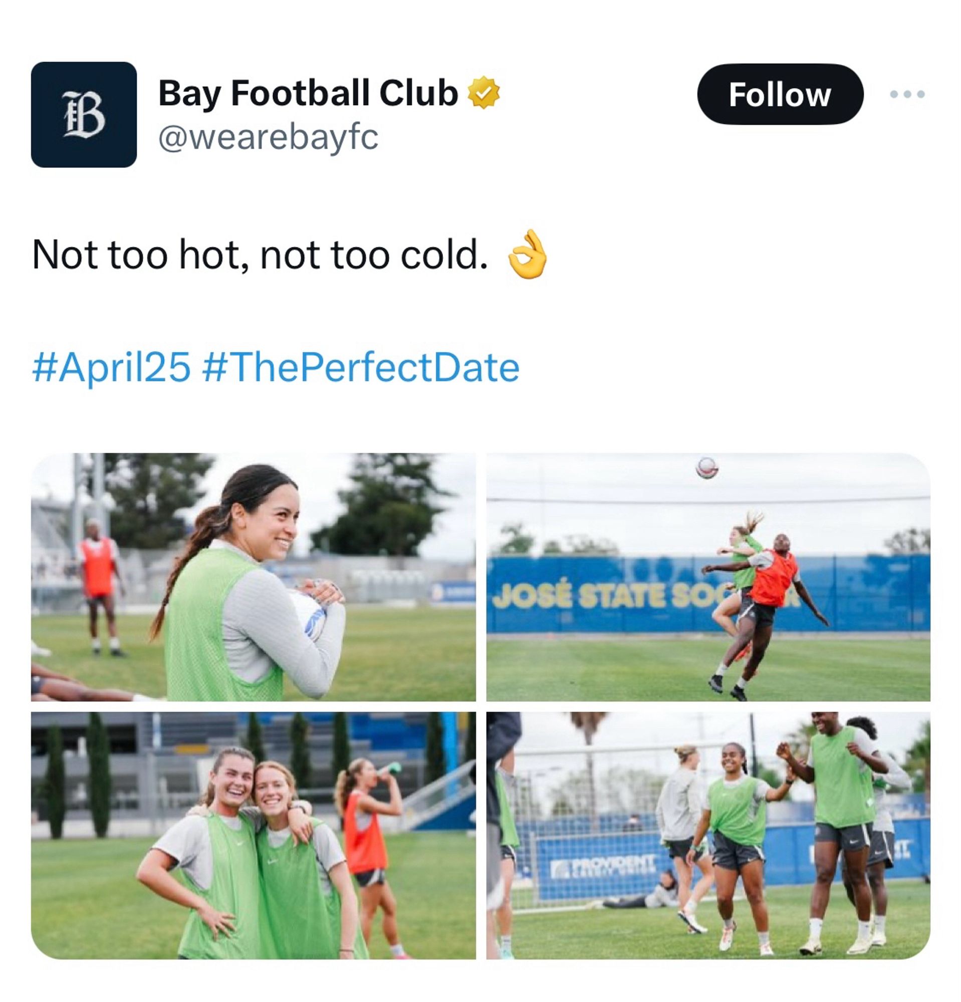 @wearebayfc

Not too hot, not too cold. 👌

#April25 #ThePerfectDate

(training pics)