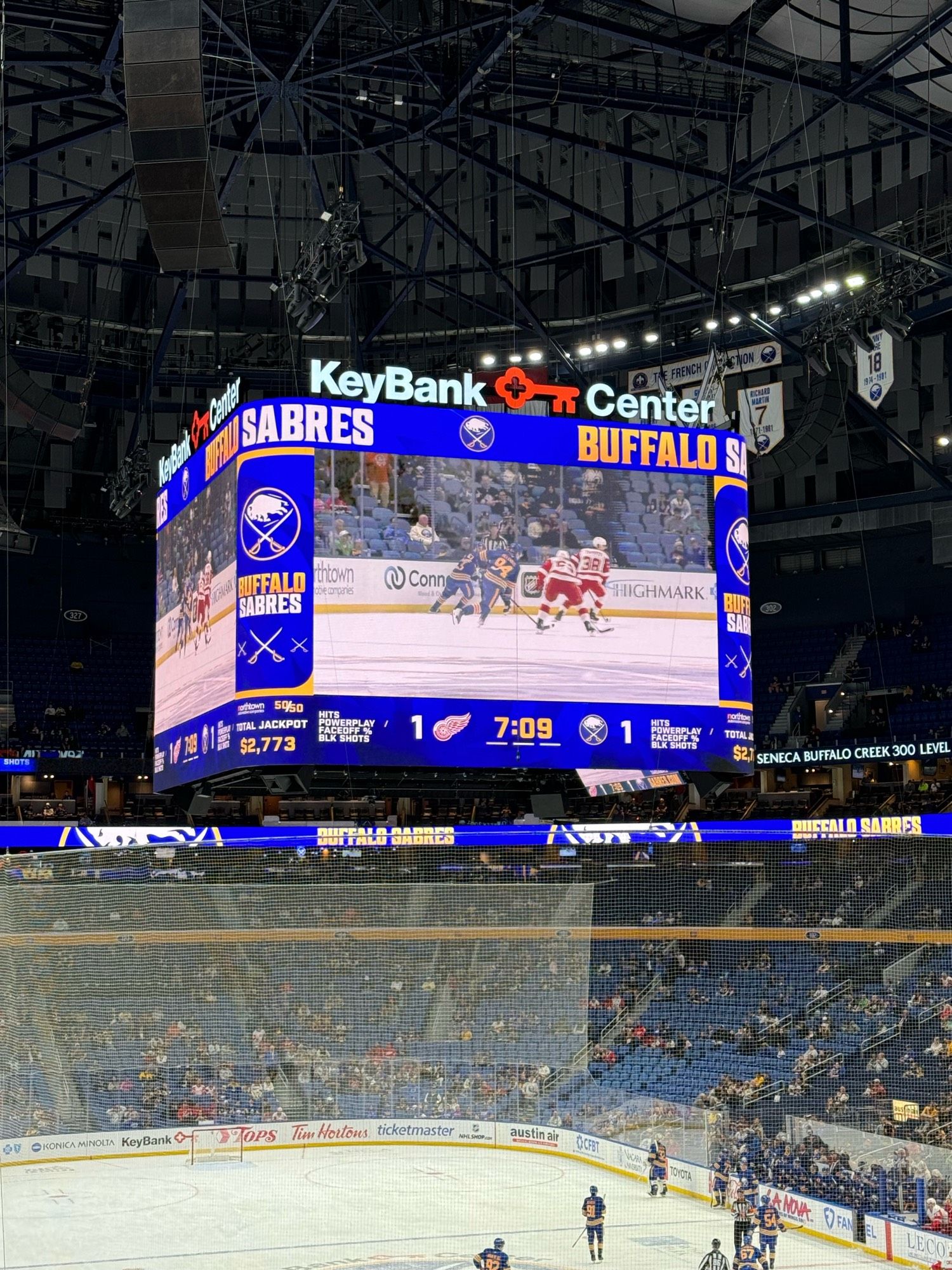 The new scoreboard at First Niagara Center.