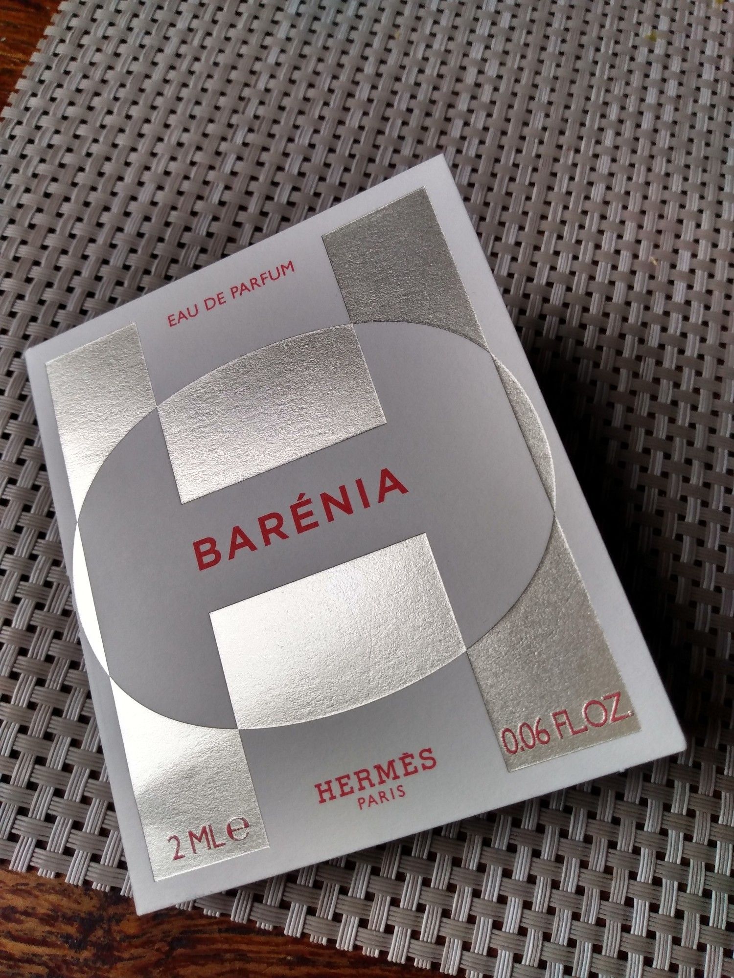 Sample of Hermès' latest fragrance - Barenia