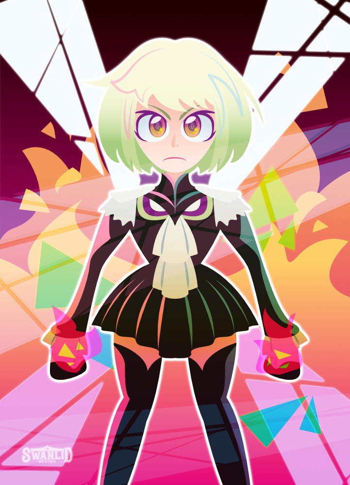 Fanart of Lio from promare dressed in a black version of Junketsu from Kill la Kill