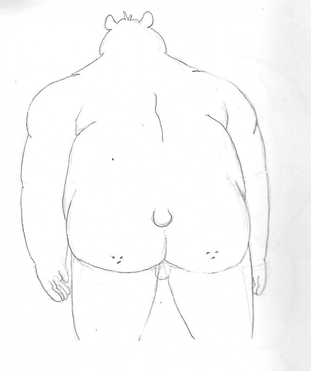 A sketch of Karlo showing of his back in the nude