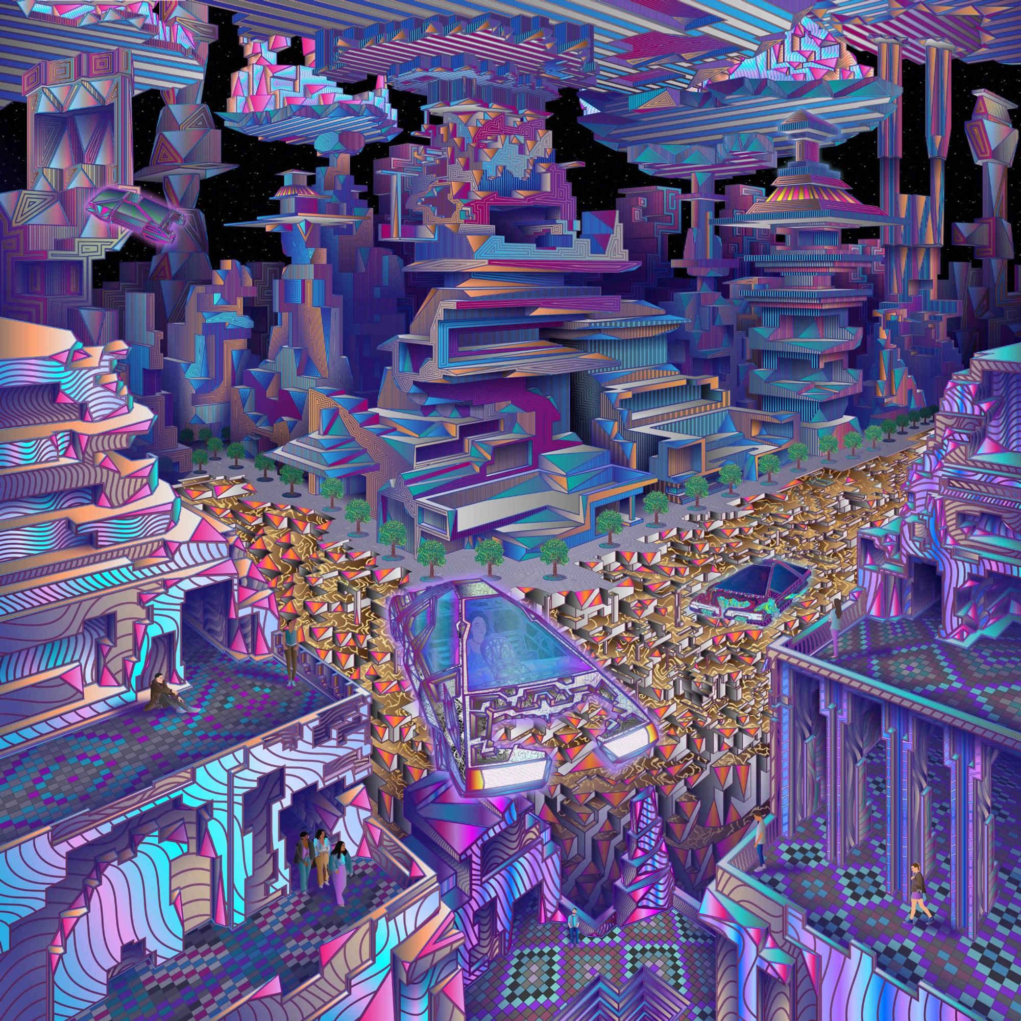 surreal futuristic city