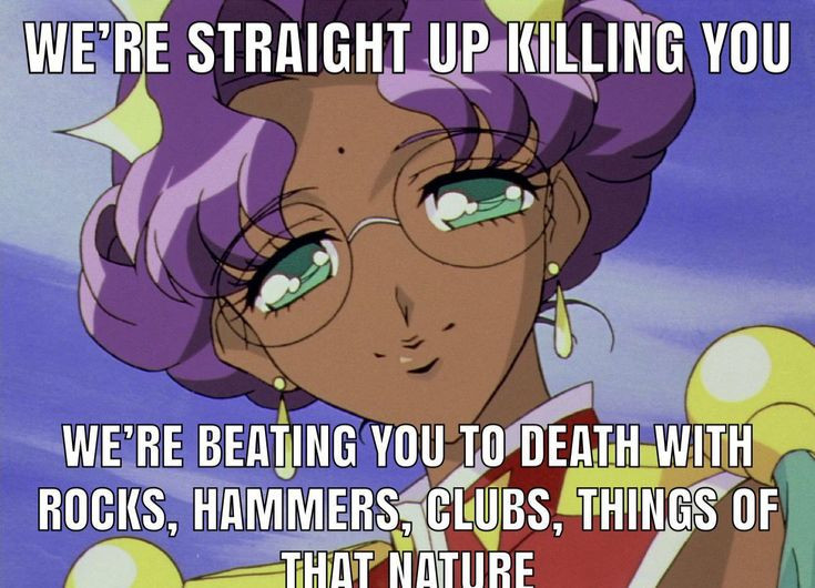 anthy himemiya from revolutionary girl utena with the text "we're straight up killing you. we're beating you to death with rocks, hammers, clubs, things of that nature."