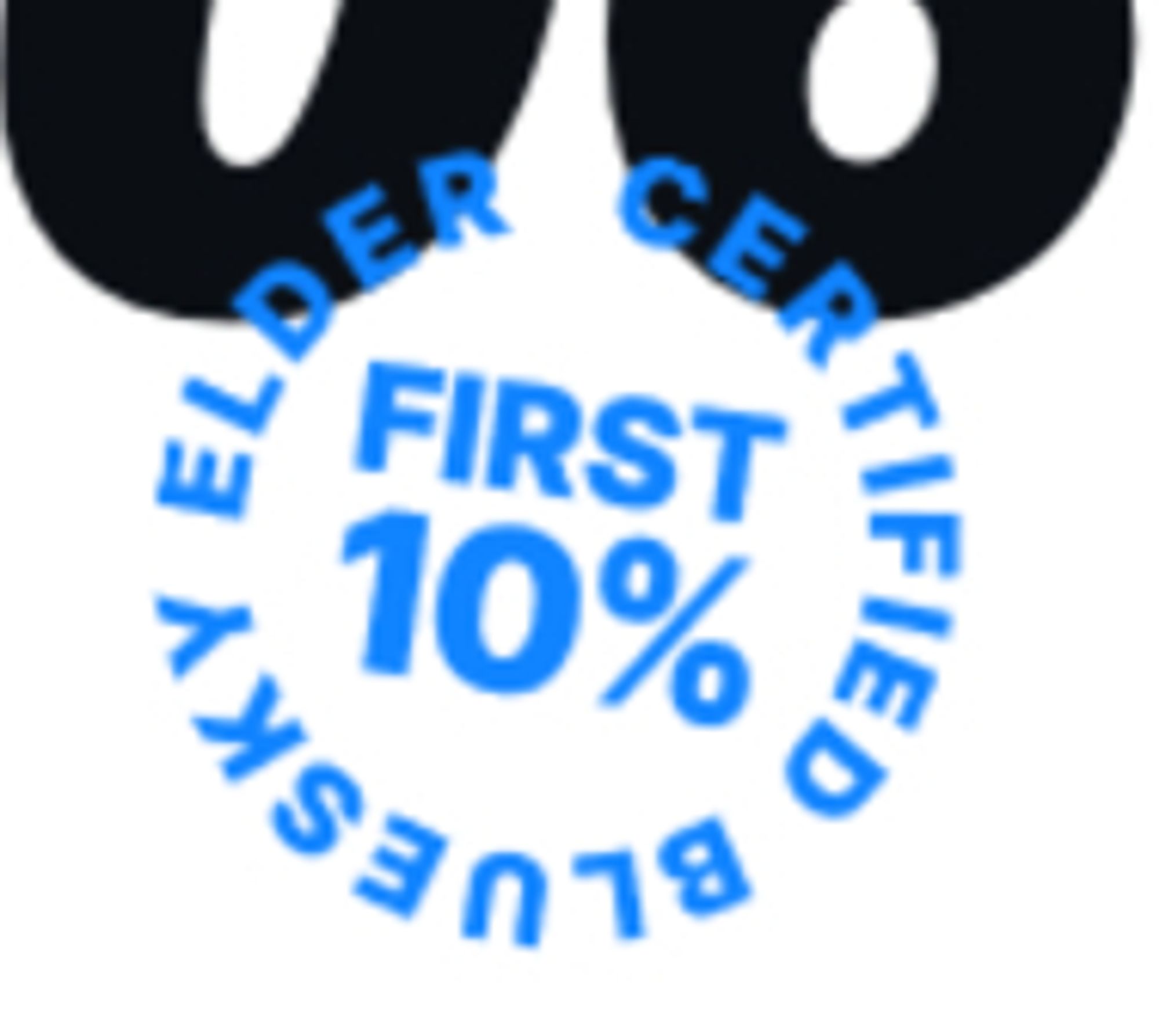 A cropped portion of the "BlueSky Celebrating First 10 Million Users" image. The text says "Bluesky Elder Certified - First 10%".