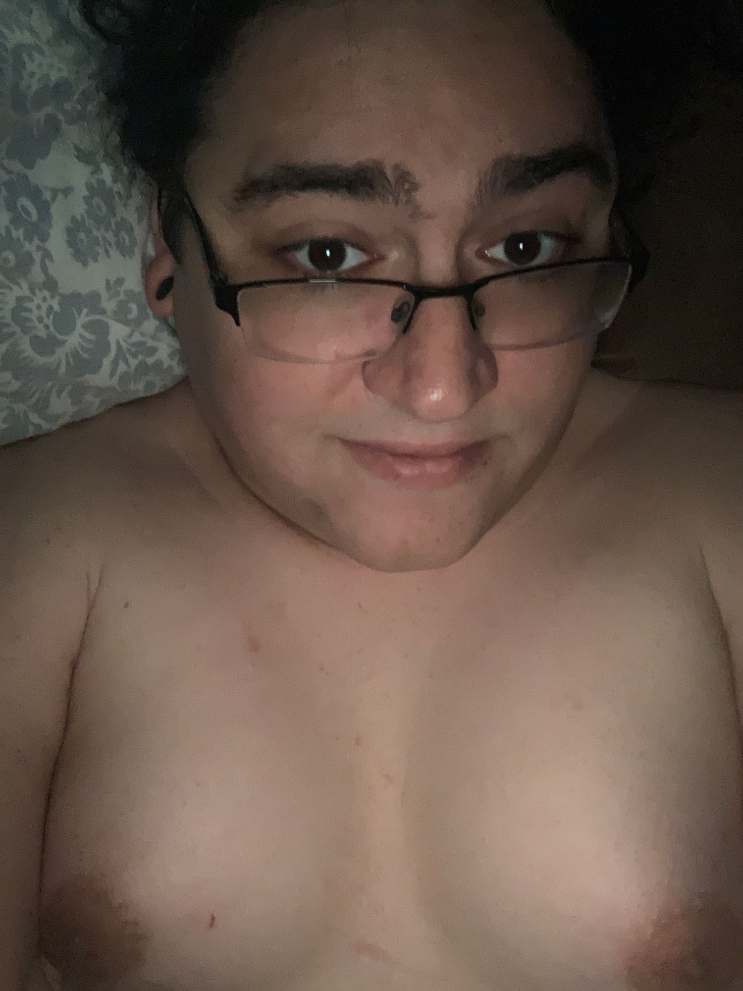 Selfie in bed, boobs