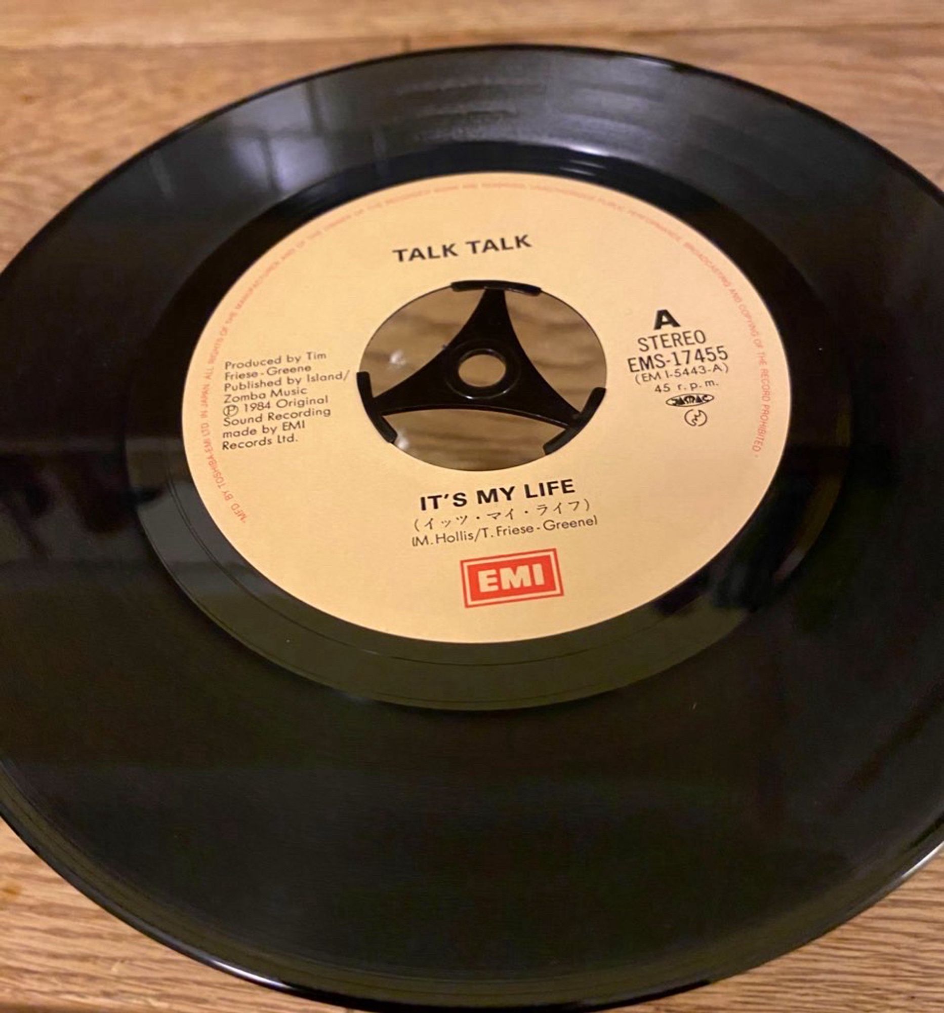 The 7” vinyl of the Talk Talk single “It’s my life”. This is the EMI Japan version.