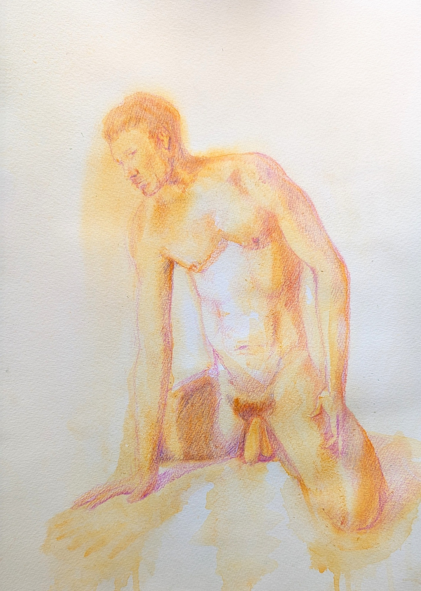 Watercolour male nude 

