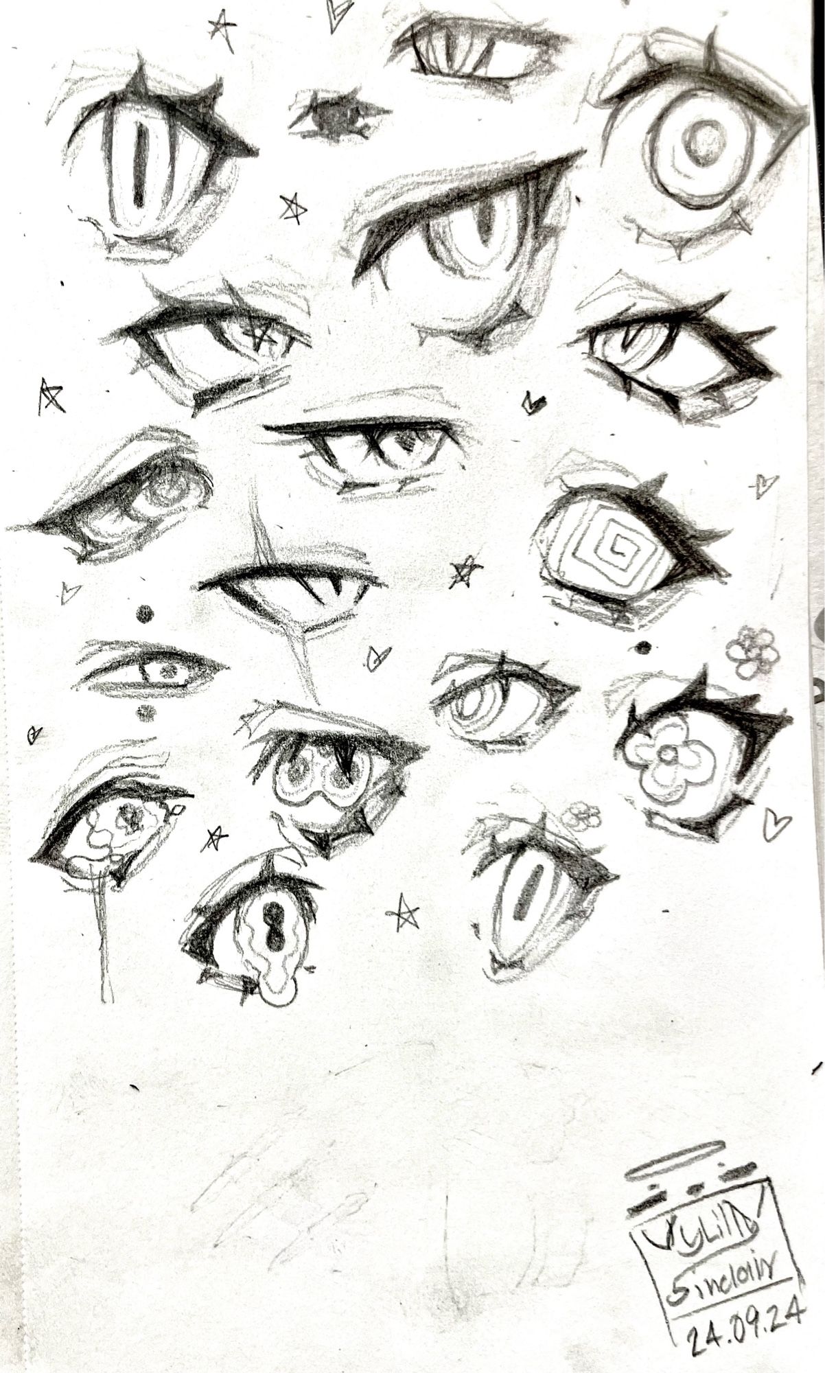 a bunch of eye drawings